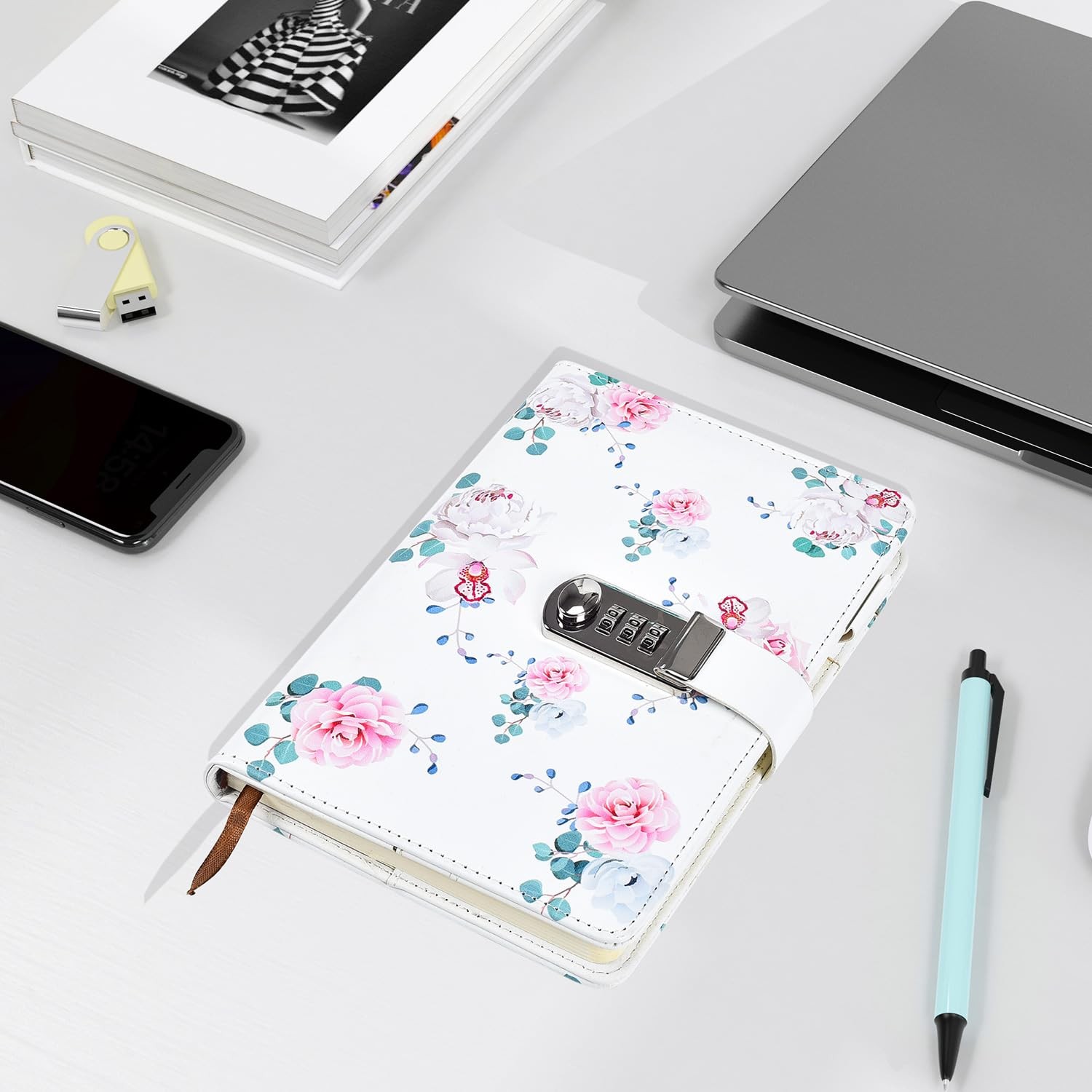ARRLSDB A5 Creative Password Lock Diary, PU Leather 8.47″ x 5.9″, Style 2