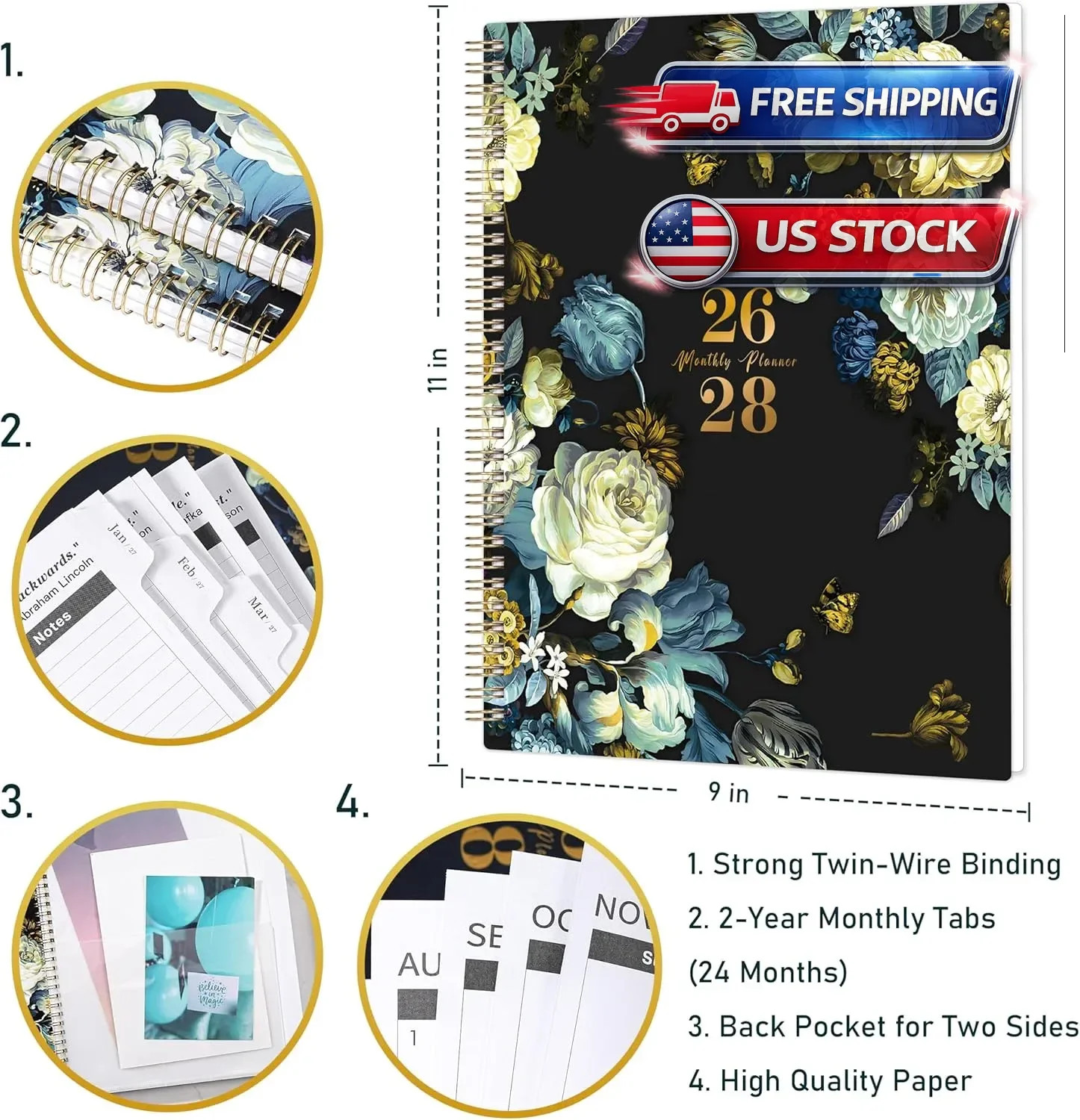 Monthly Planner 2026-2028 – 2 Year Planner 2026-2028, July 2026 – June 2028, 2 Y