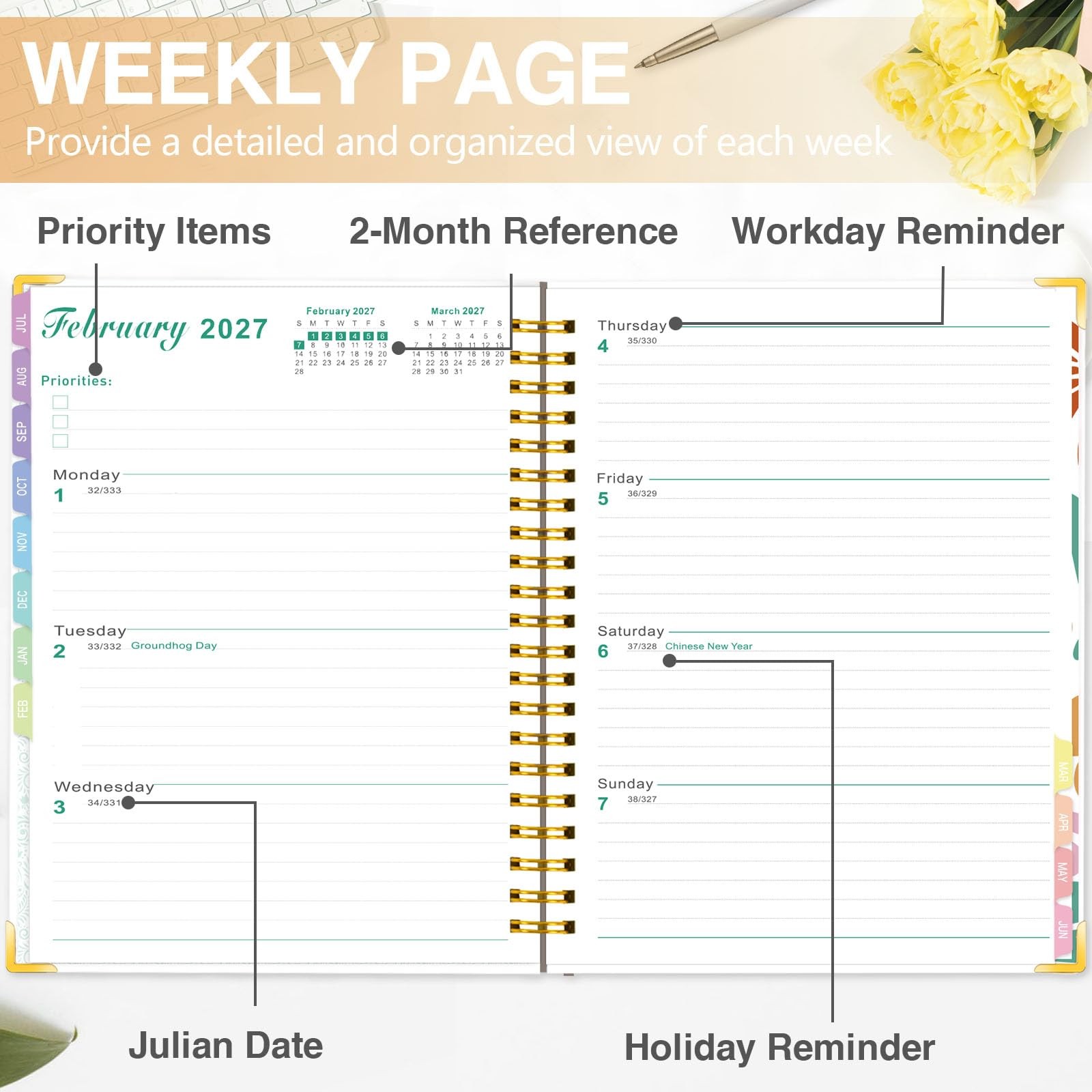 GuassLee Academic Planner 2026-2027 Daily Weekly and Monthly 8.5″×11″, Yellow