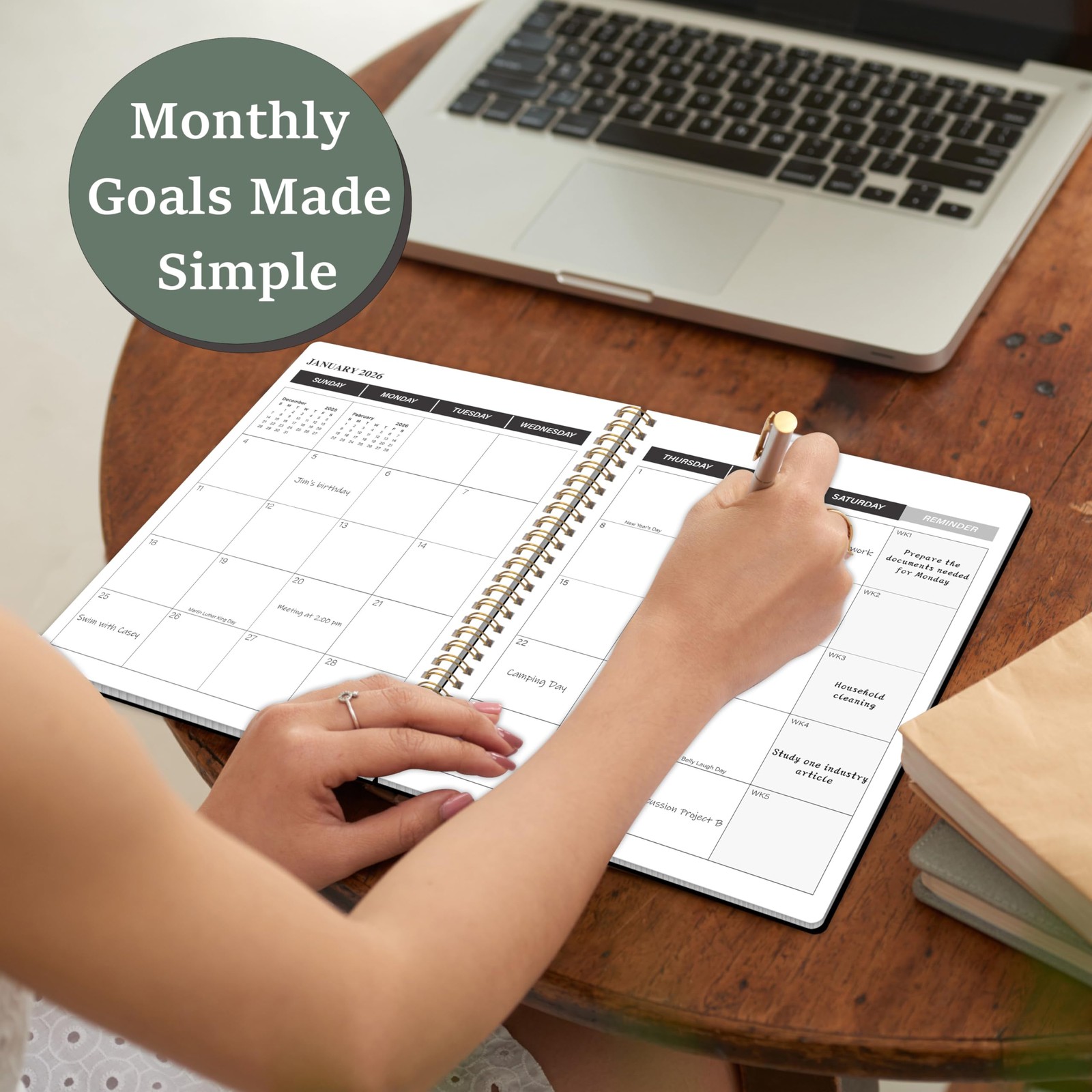 KMQOY Monthly Planner 2026-2027, 2026 Calendar 24 Months Planner, Jan Black