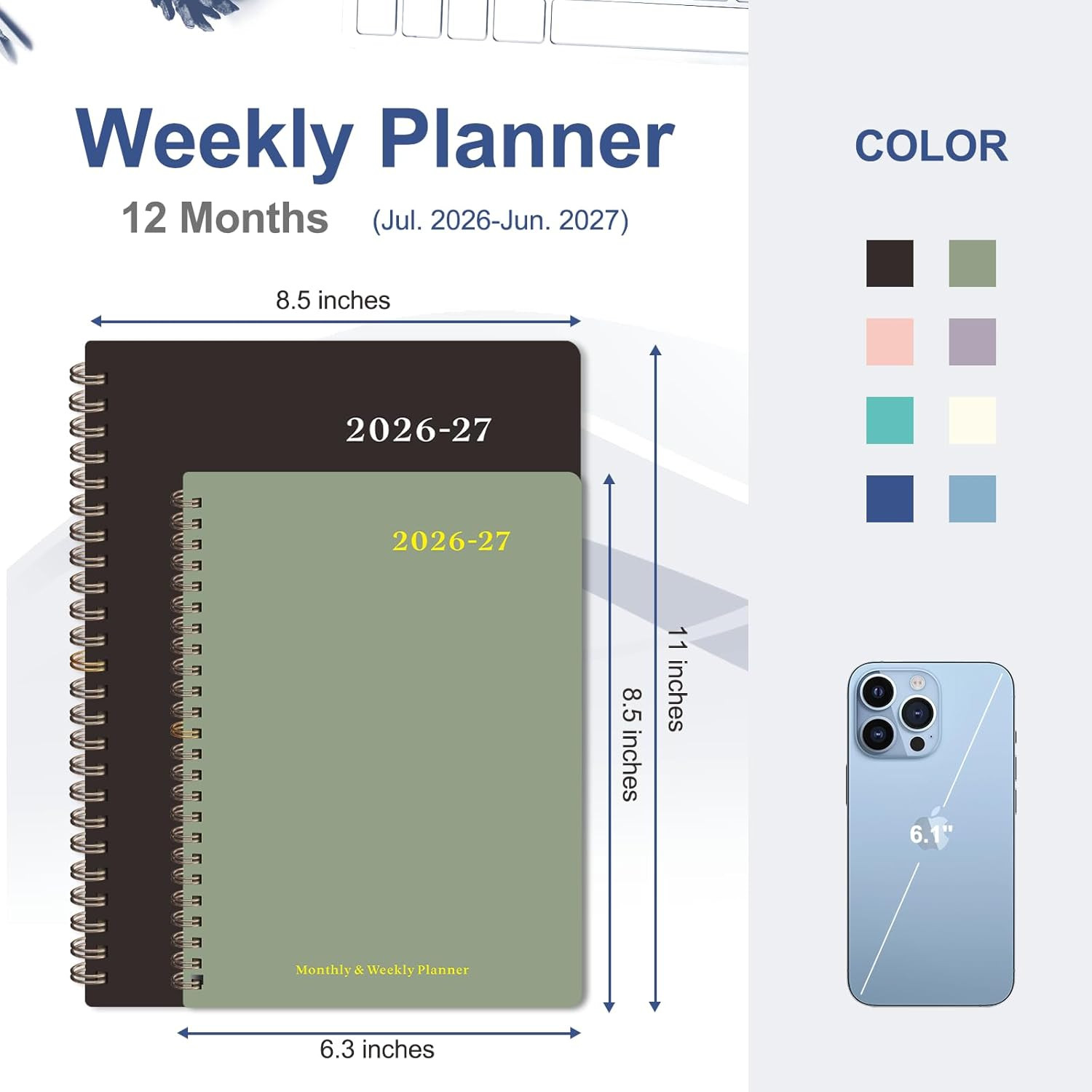 Planner 2026-2027, Weekly and Monthly Academic Year Calendar Planner, July 2026