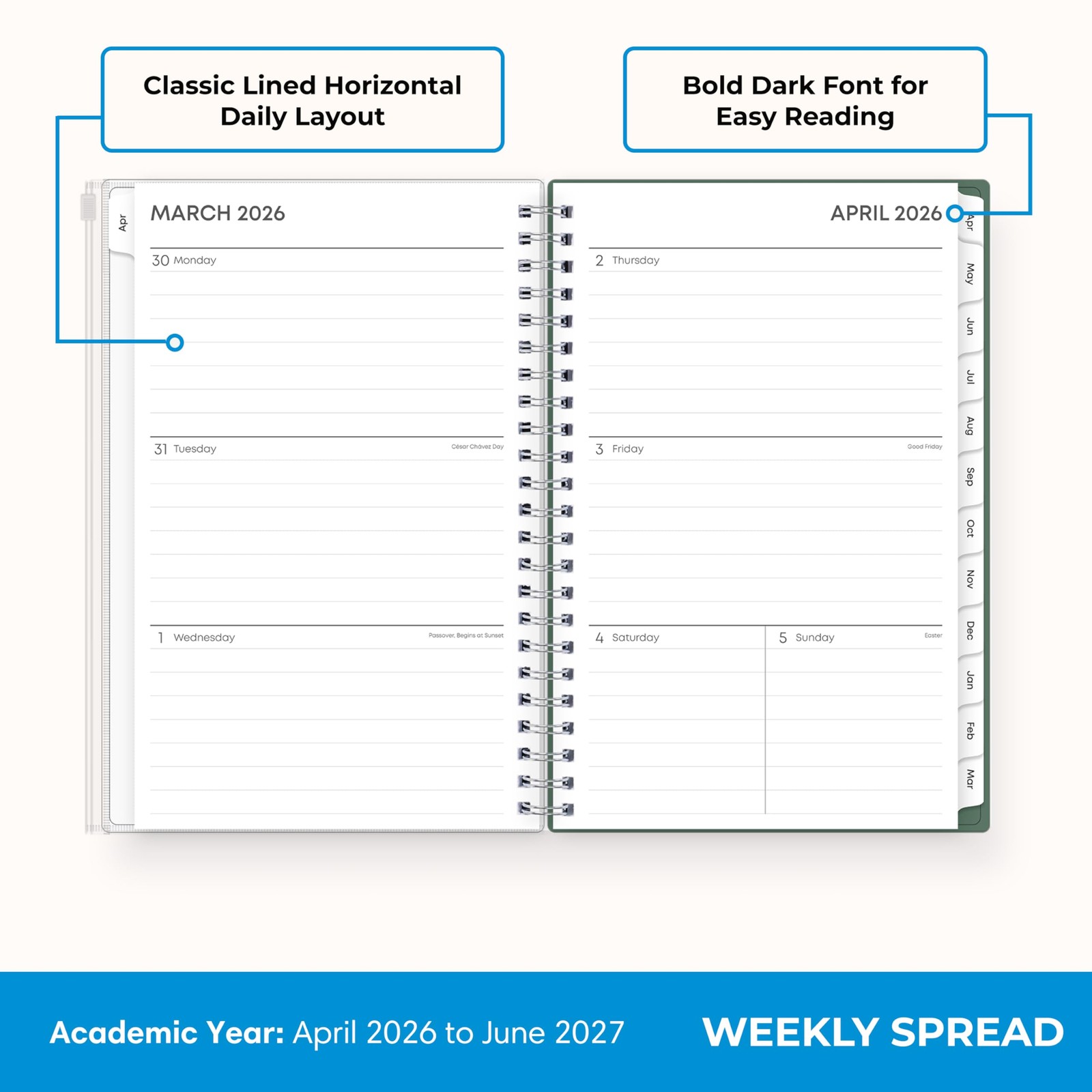 Blue Sky 2026-2027 Weekly and Monthly Academic 5″ x 8″, Seychelle- 2026/2027