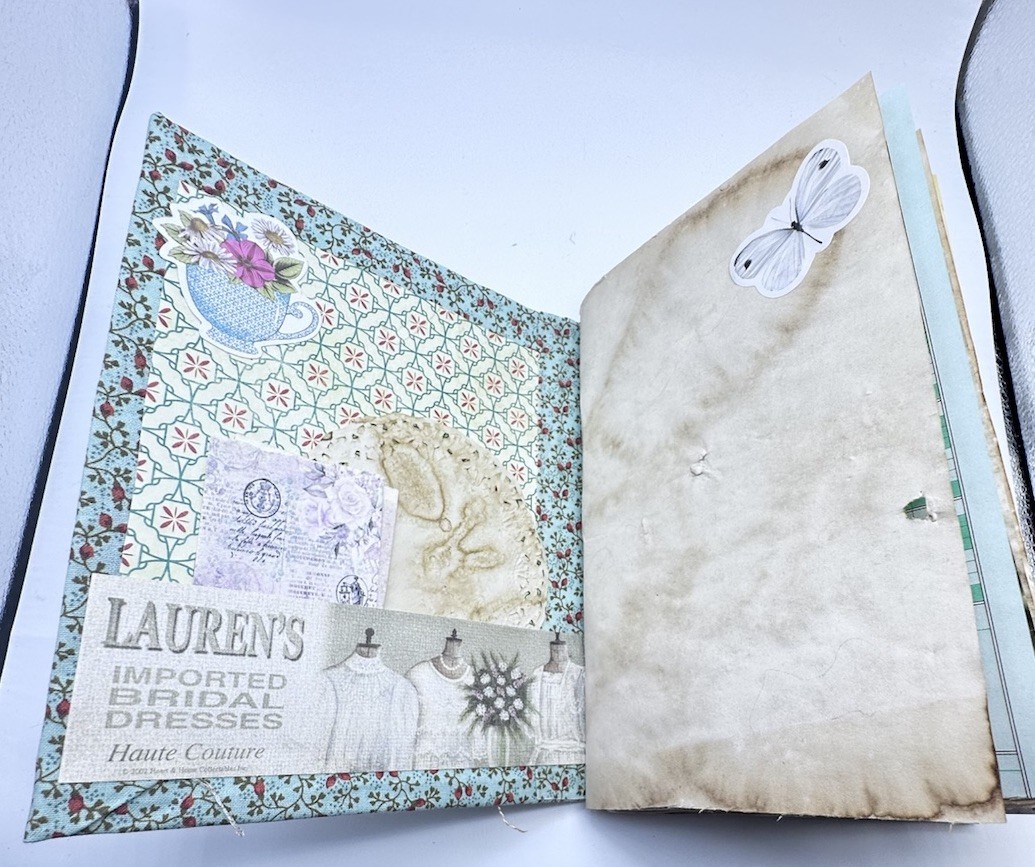 Junk Journal Flowers And Lace 9×6 Inches With Coffee Dyed Paper