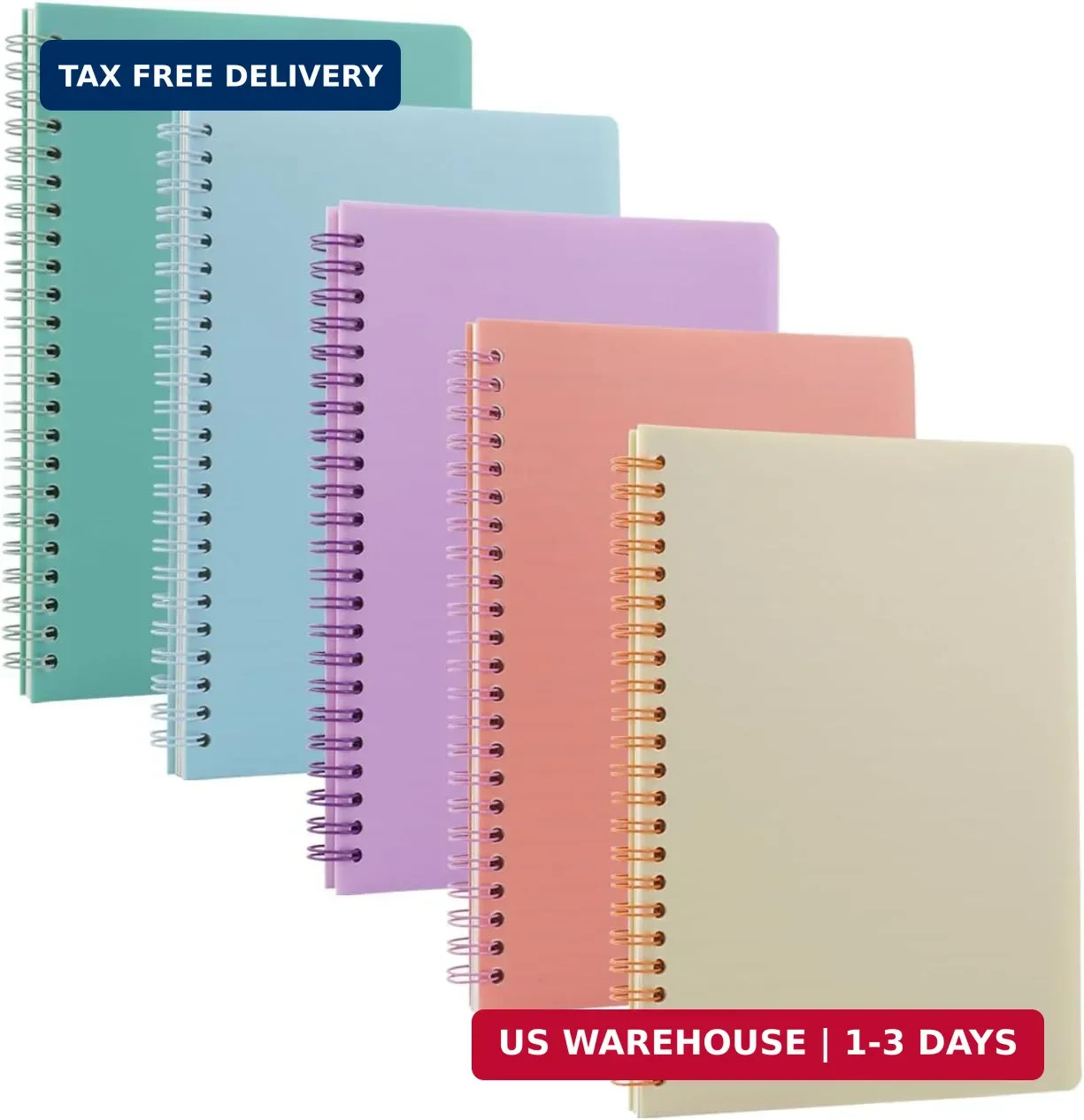 5 Pack Lined Spiral Journal Notebook for Women & Men, 8.3″ x 5.7″,80 Sheets/160