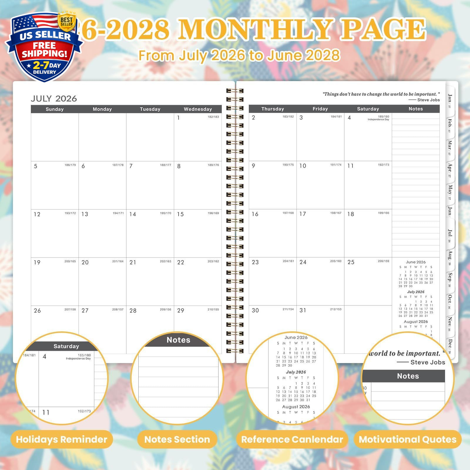 Monthly Planner 2026-2028 – 2 Year Planner 2026-2028, July 2026 – June 2028, 2 Y