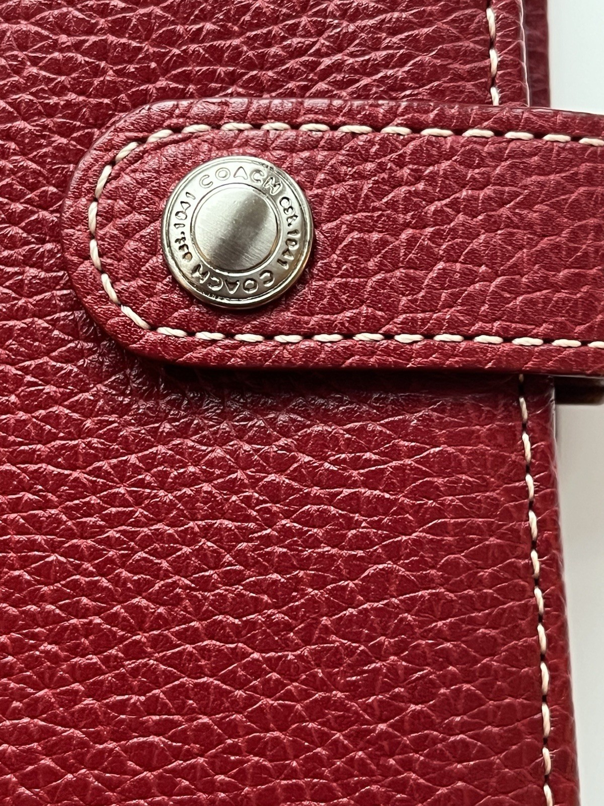 Vtg Y2K Coach Agenda Organizer 2 Toned Leather Red/ Caramel Mini6/ Pocket Size
