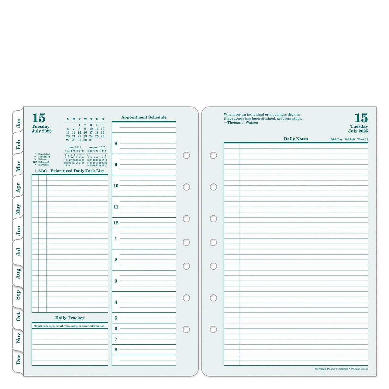 Two Page Per Day Ring-Bound Planner – Classic Style, Jul 2025 – Jun 2026