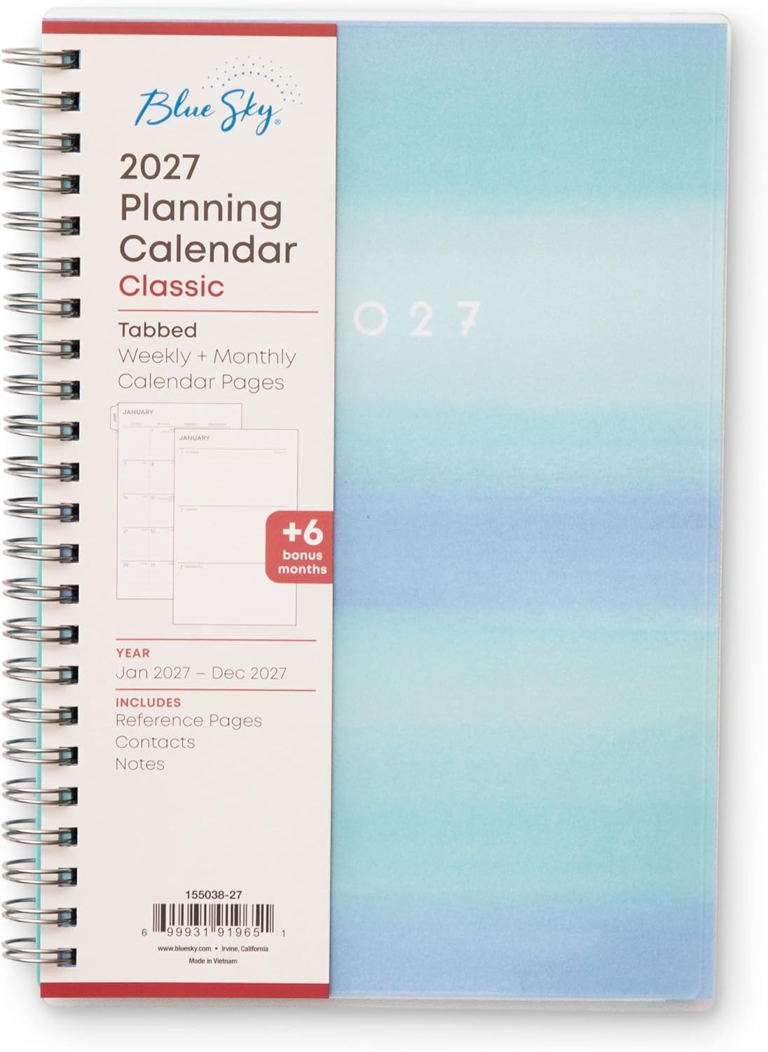2027 Weekly and Monthly Planner Calendar, January 2027 – December