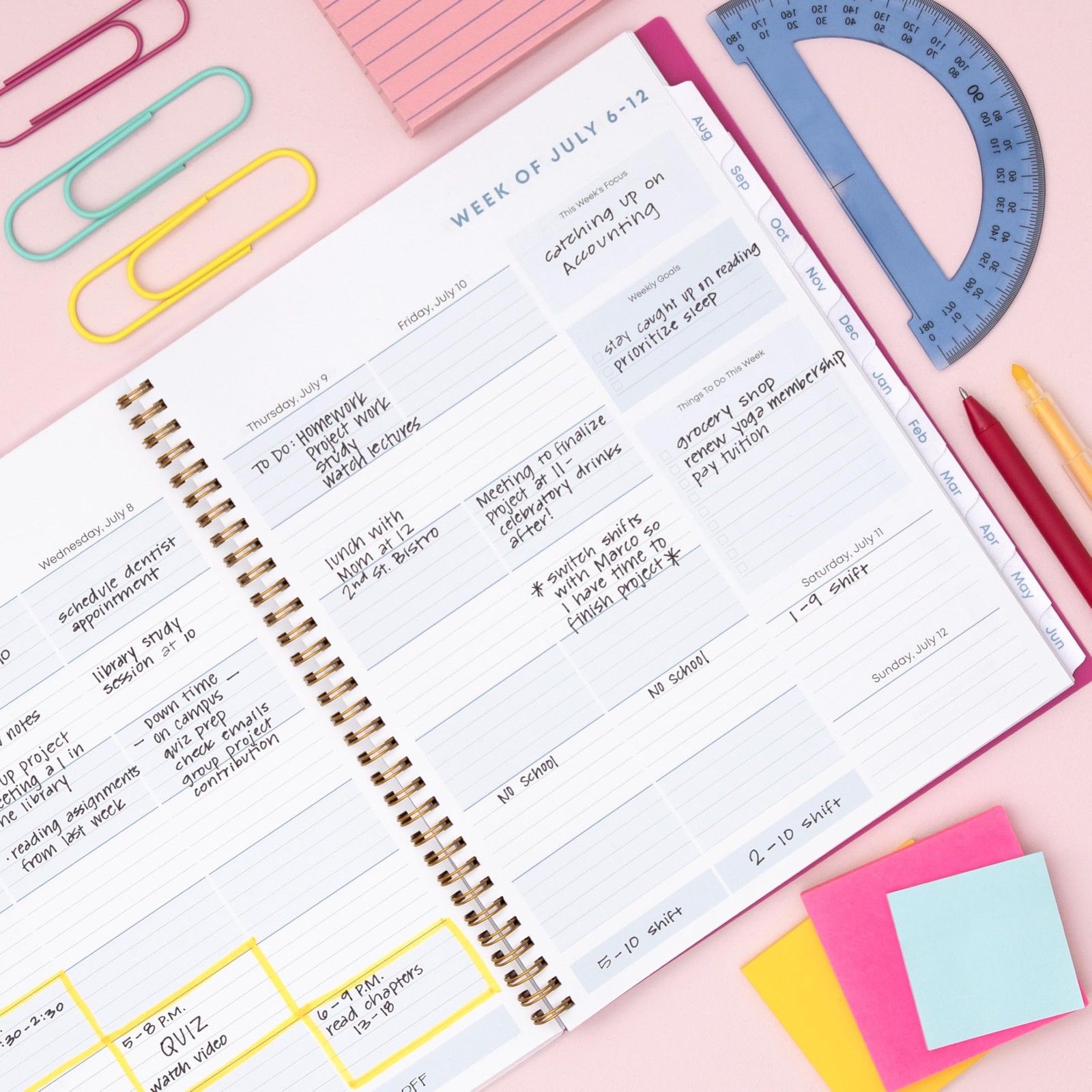 2026-2027 Weekly and Monthly Academic Year Student Planner Calendar, July 202…