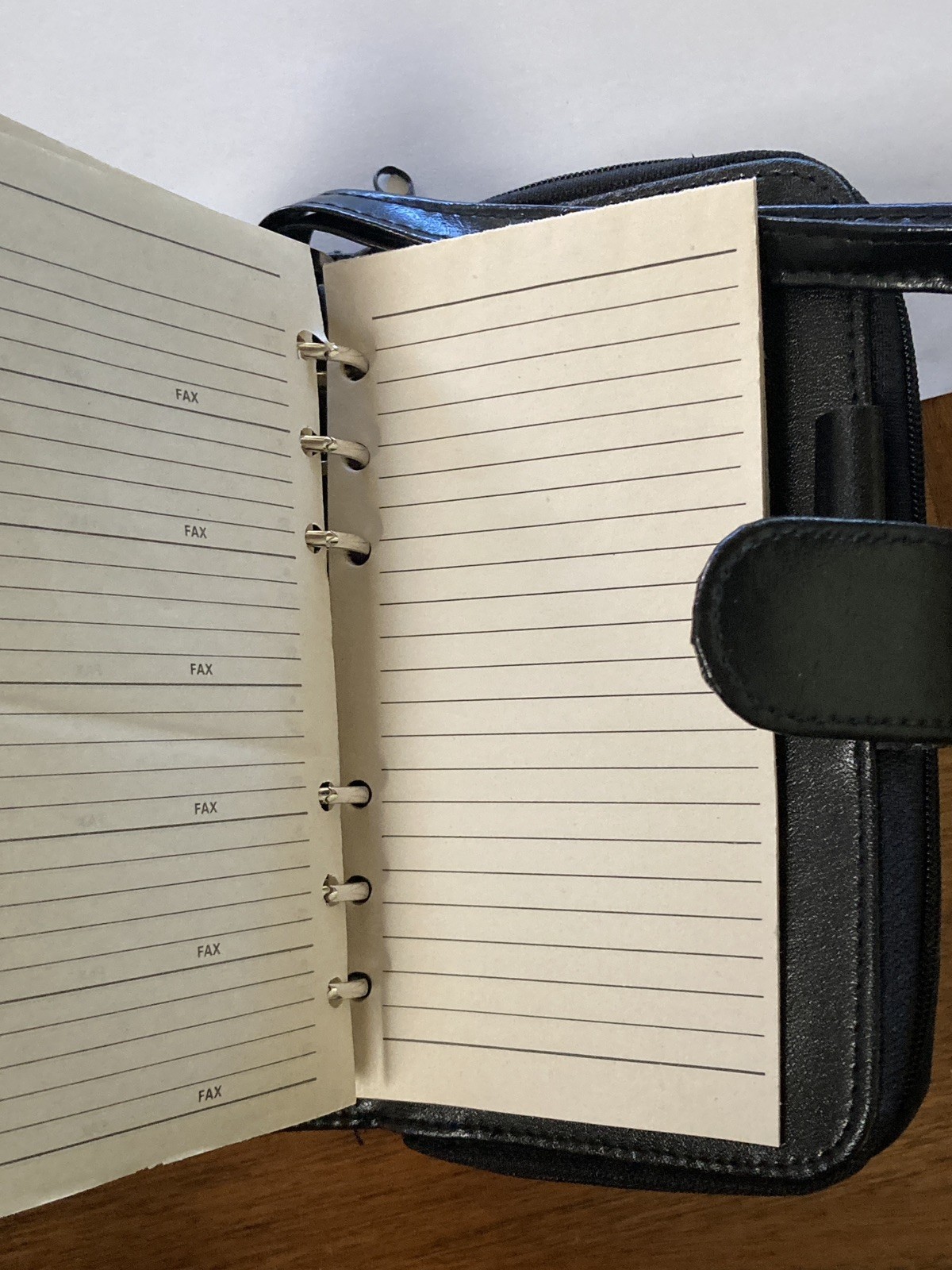 Vintage 90s Day Planner Organizer Y2K Binder Black Faux Leather Six Rings 5×7
