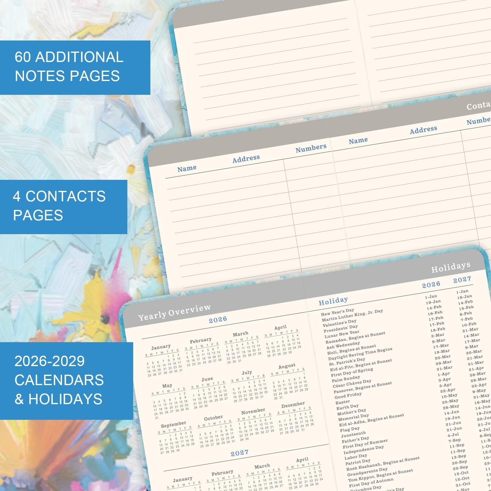 2026-2029 Pocket Planner – 3 Year Monthly Organizer with Notes Pages