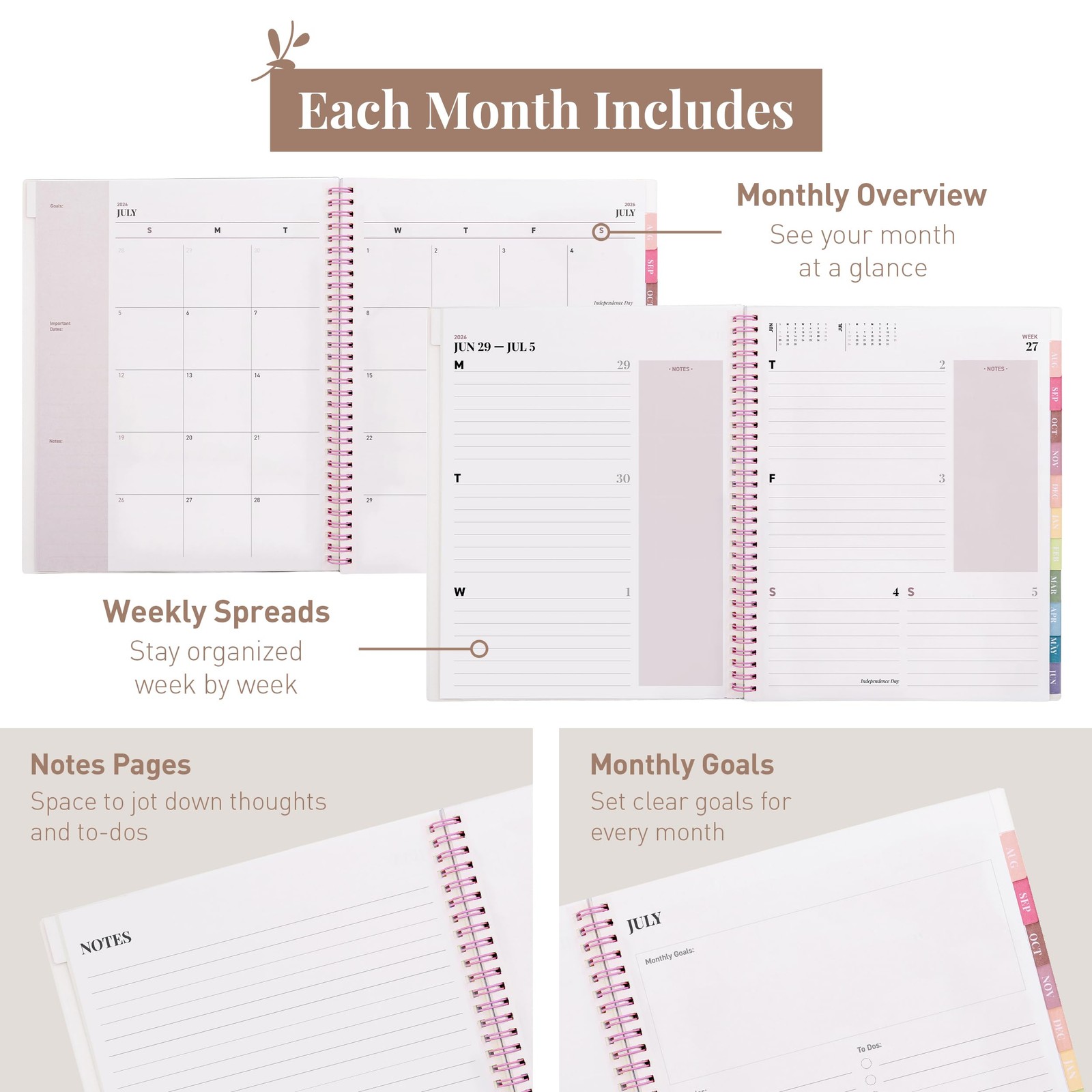 Rileys Academic Planner 2026-2027, (2026 – 2027) 8.5 x 11 Inch, Pink – Chunky