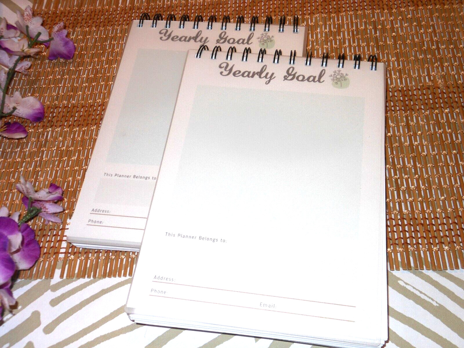 2 X DAILY, WEEKLY , MONTHLY BLANK NOTEPAD PLANNERS & GOALS , SPIRAL