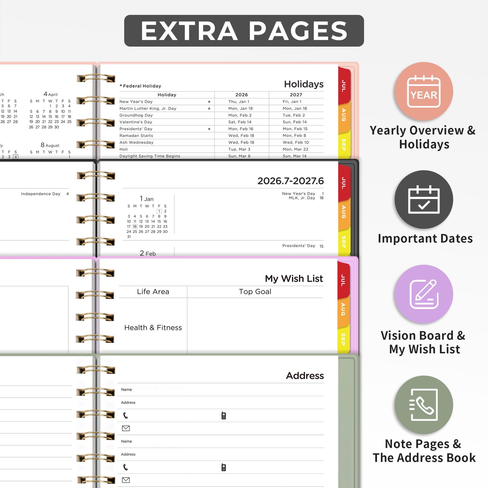 EMSHOI Academic Planner 2026-2027, Weekly and Monthly A5, Light Green