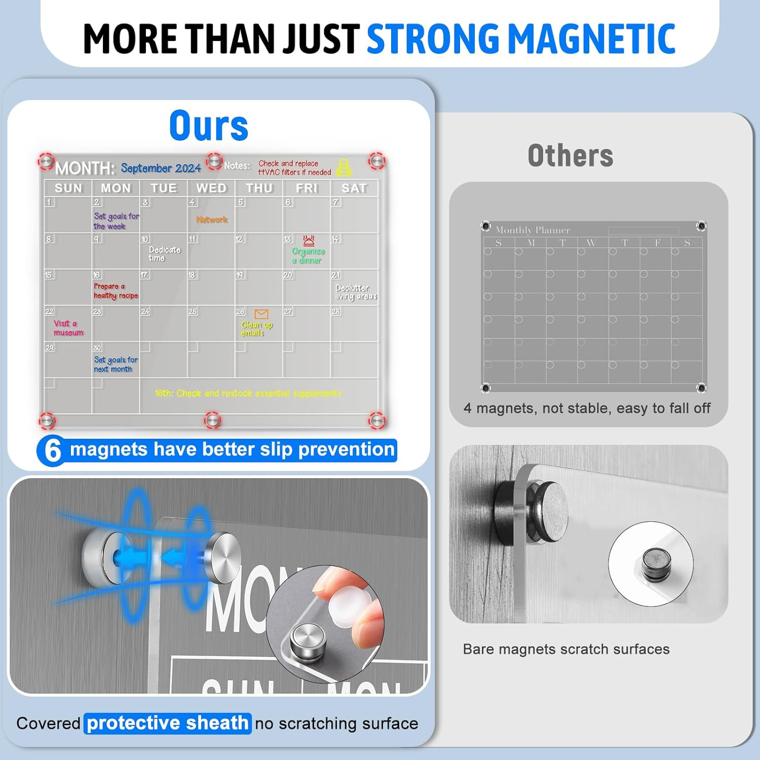 Magnetic Acrylic Fridge Calendar Dry Erase Monthly Planner 14.5×11.5