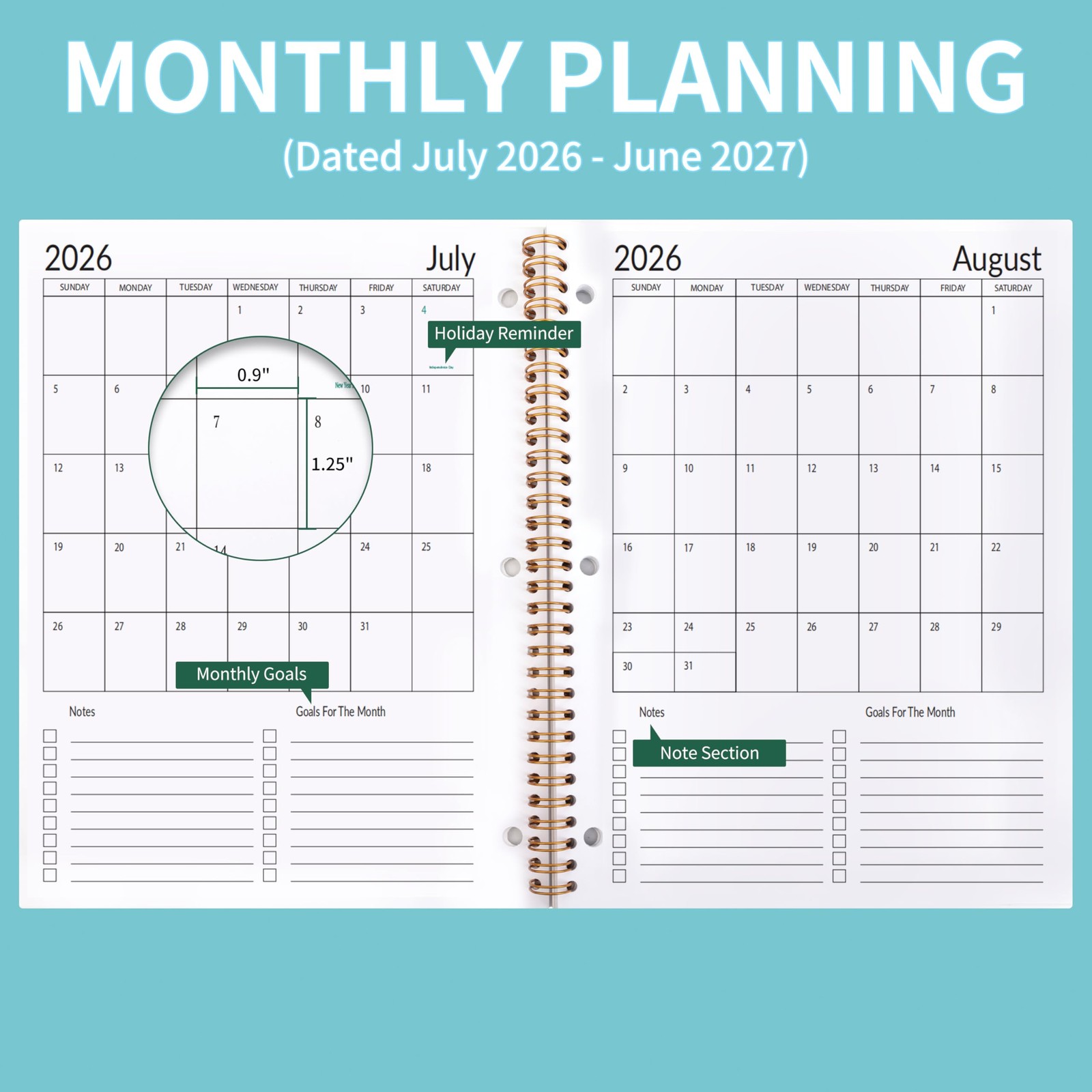 Student Planner 2026-2027 Monthly & Weekly 10.7 inches x 8.2 inches, Blue