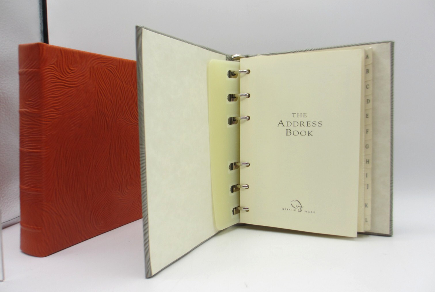 Address Book Leather Hardcover 6 Ring Binder Graphic Image ORANGE Swirl