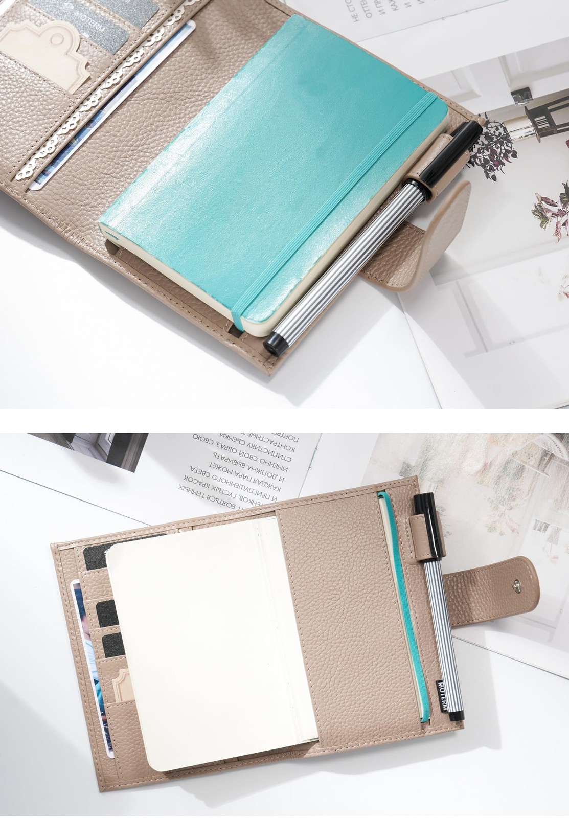 Moterm Leather Cover for Moleskine Pocket – Fits Pocket, Pebbled-taupe