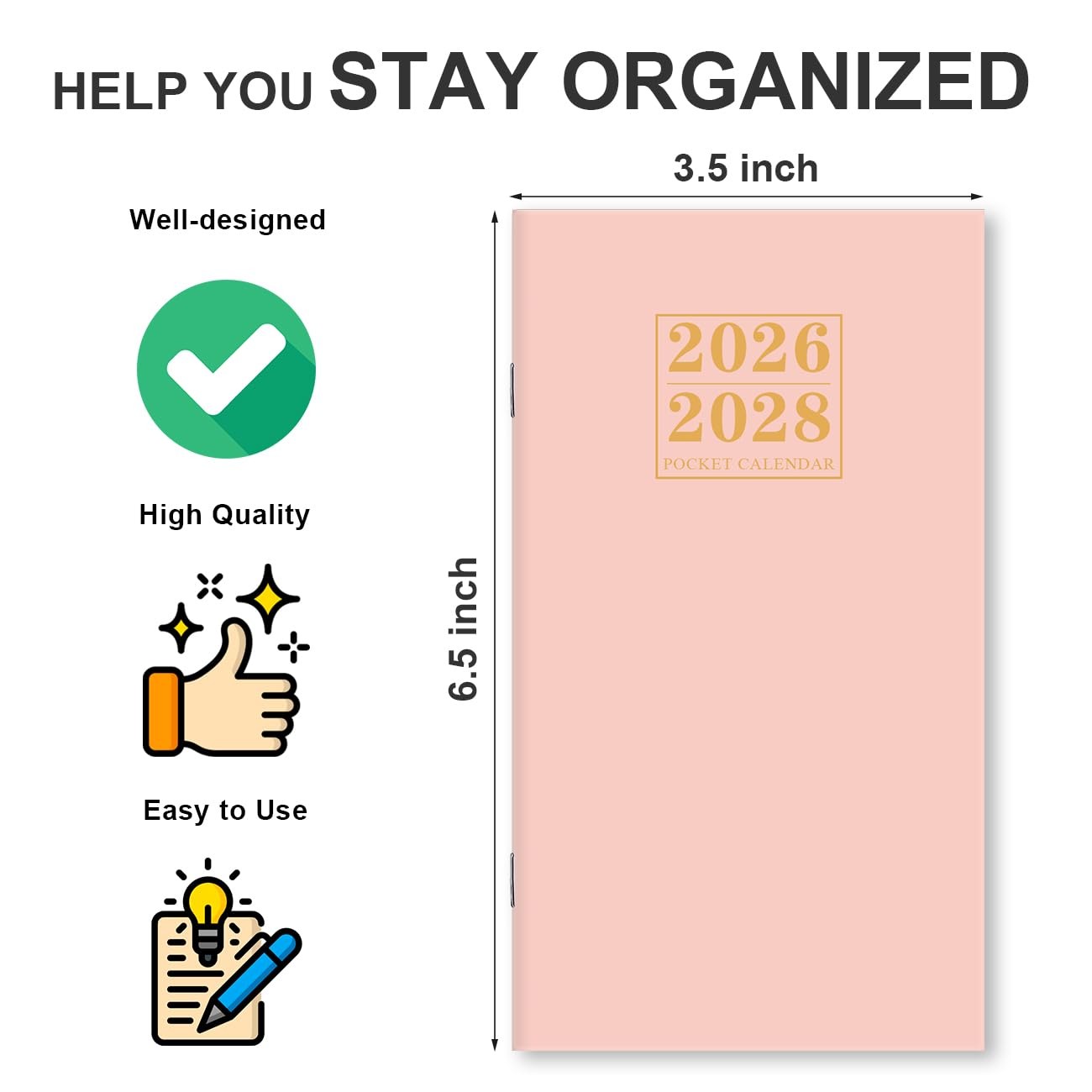 Pocket Calendar 2026-2027 Monthly Planner Two-Year Calendar Organizer for School