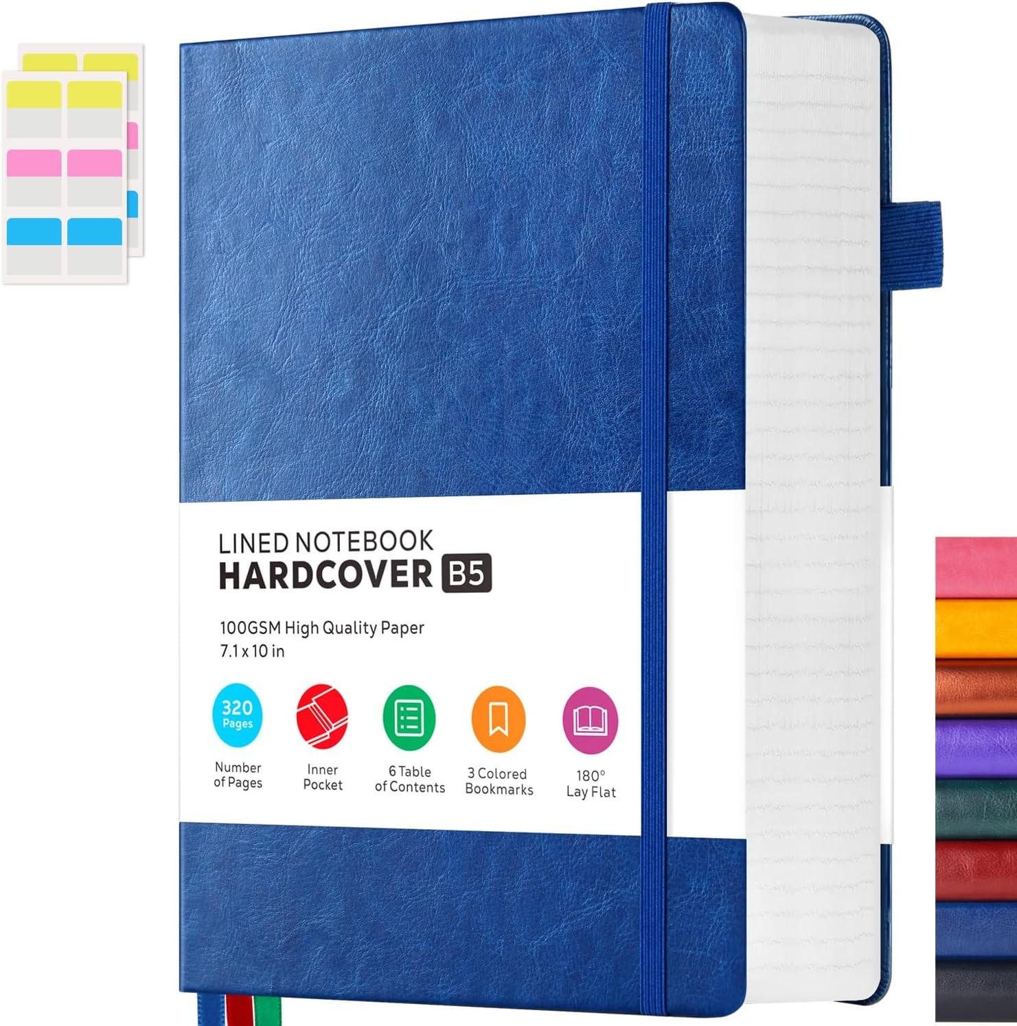 Leather Lined Notebook Journal, 320 Pages Hardcover B5, 1.Blue