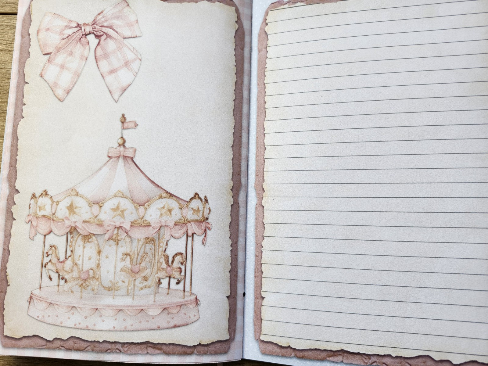 Junk Journal Blank Booklet “COQUETTE PRINCESS” Handnade Pink Bows Puppies LG