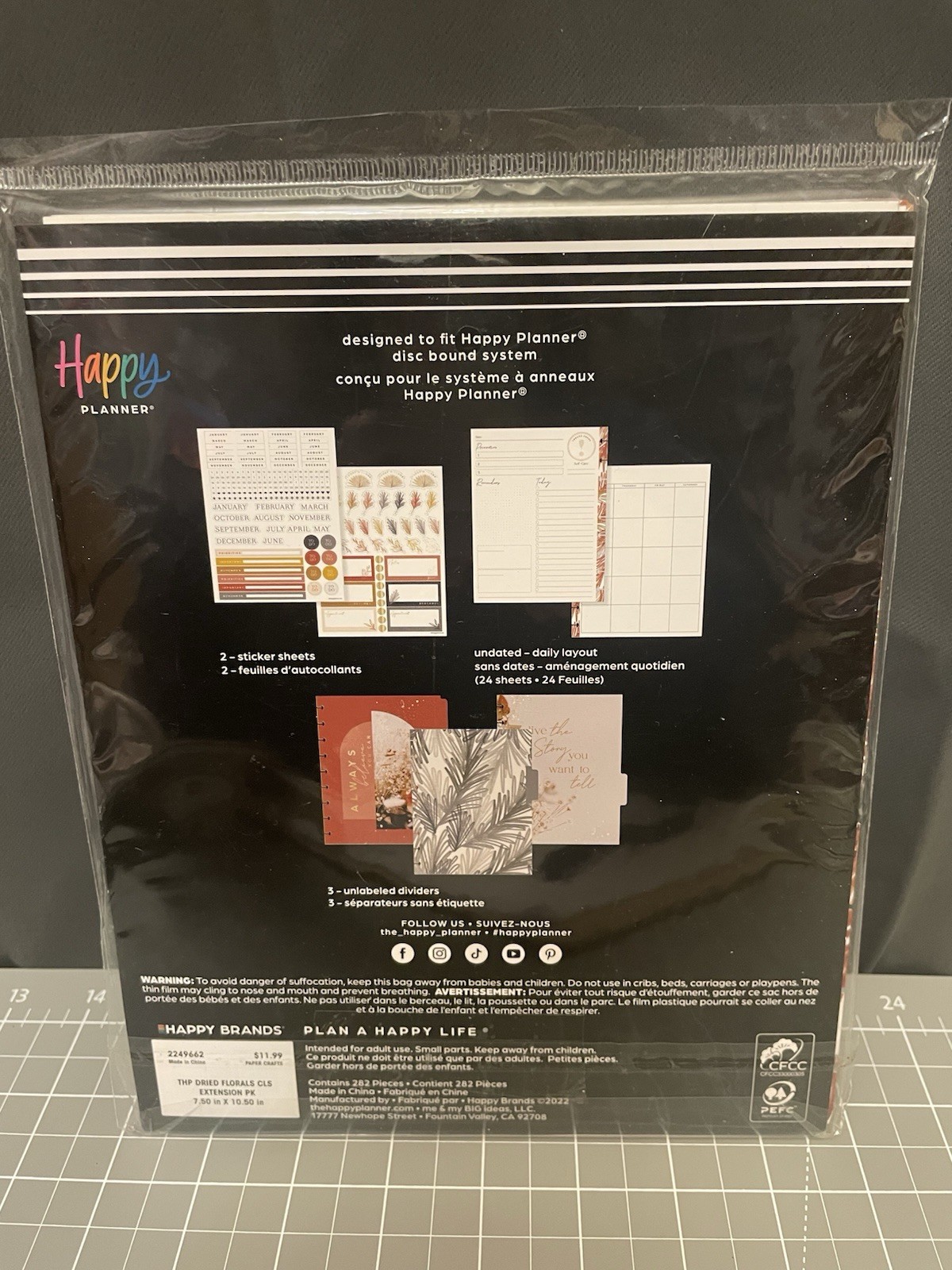 Happy Planner Undated Daily Calendar Extension Dried Florals Theme 282pcs