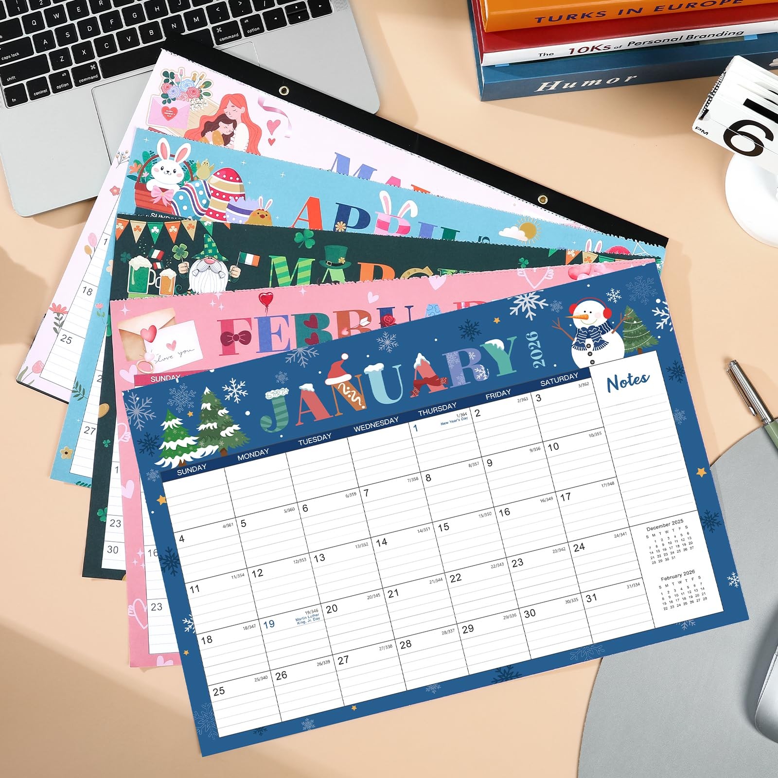 2026 Desk Calendar – 2026 from January 2026 to December 2026, 17″ x…