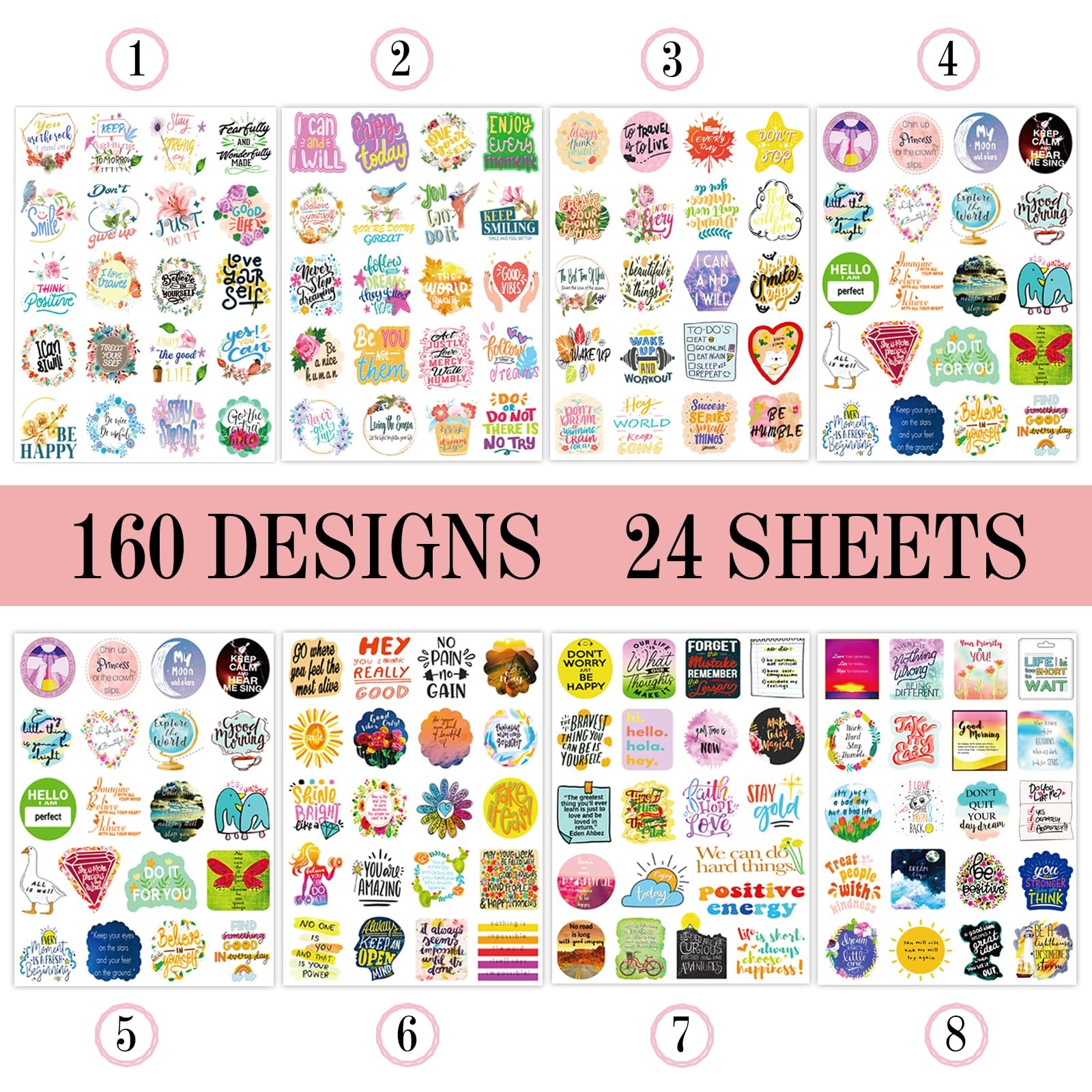 480 Pieces Inspirational Quote Daily Planner Stickers for Women Journaling Ca…