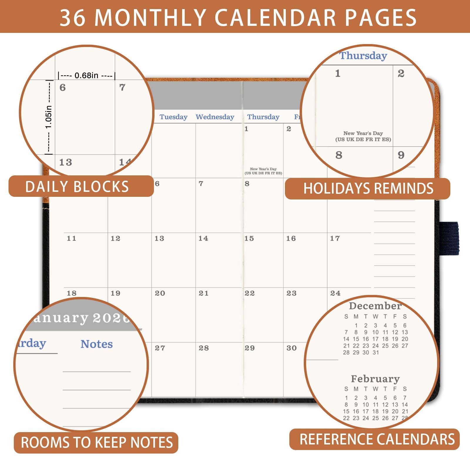 2026-2028 Pocket Calendar/Planner – 3 Year Monthly Pocket Calendar 2026-2028,…