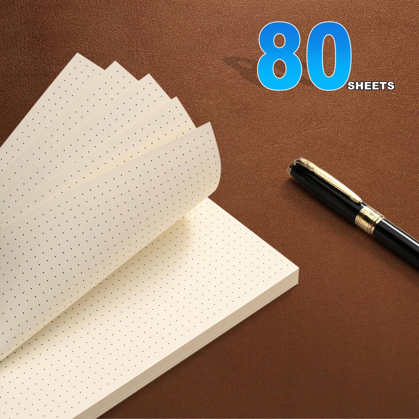 2 Packs A6 Dot Grid Paper, 6 Hole Punched,A6 Dotted Refill Paper for Beige