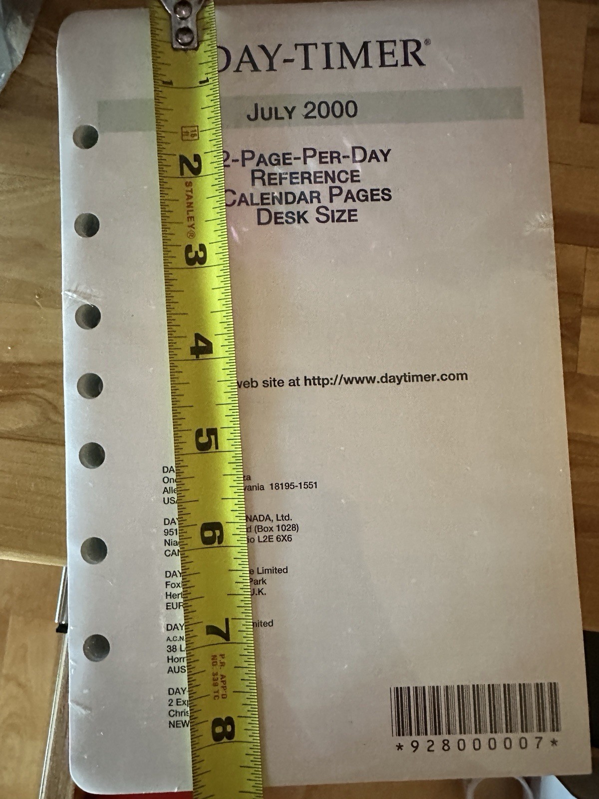 Day-Timer July 2000 2 Page-Per-Day Reference Calendar Pages Desk Size NISP