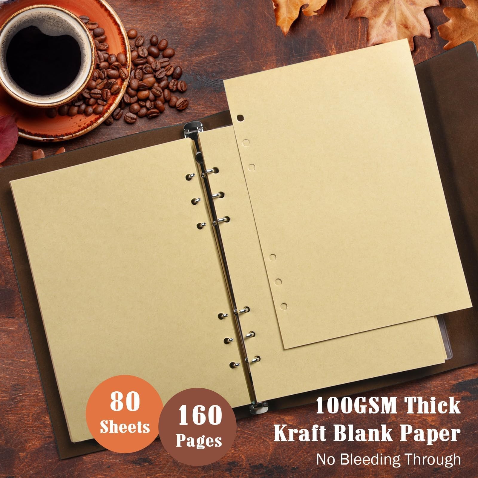 Leather Journals Notebooks with Blank Pages, Vintage Refillable A5, Brown