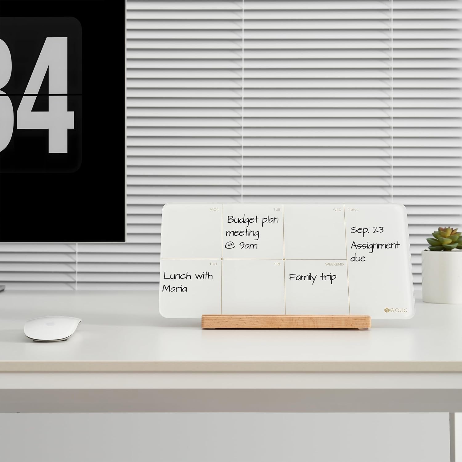 Elegant 12×6 Desktop Glass Weekly Planner Whiteboard – Includes Marker & Eraser