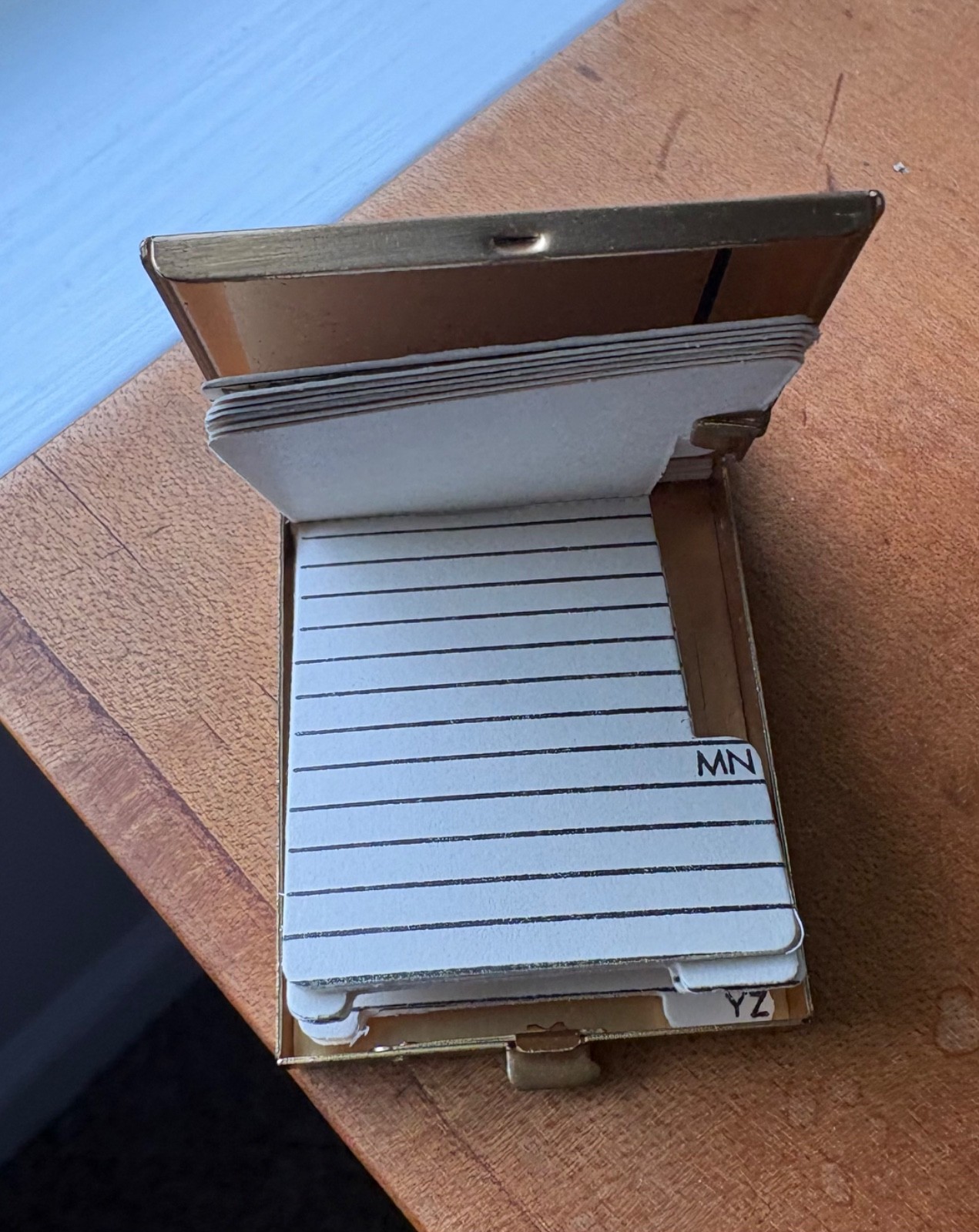 Vintage Miniature Brass Address Book Rolodex Sliding Tab Names Florida 1950s