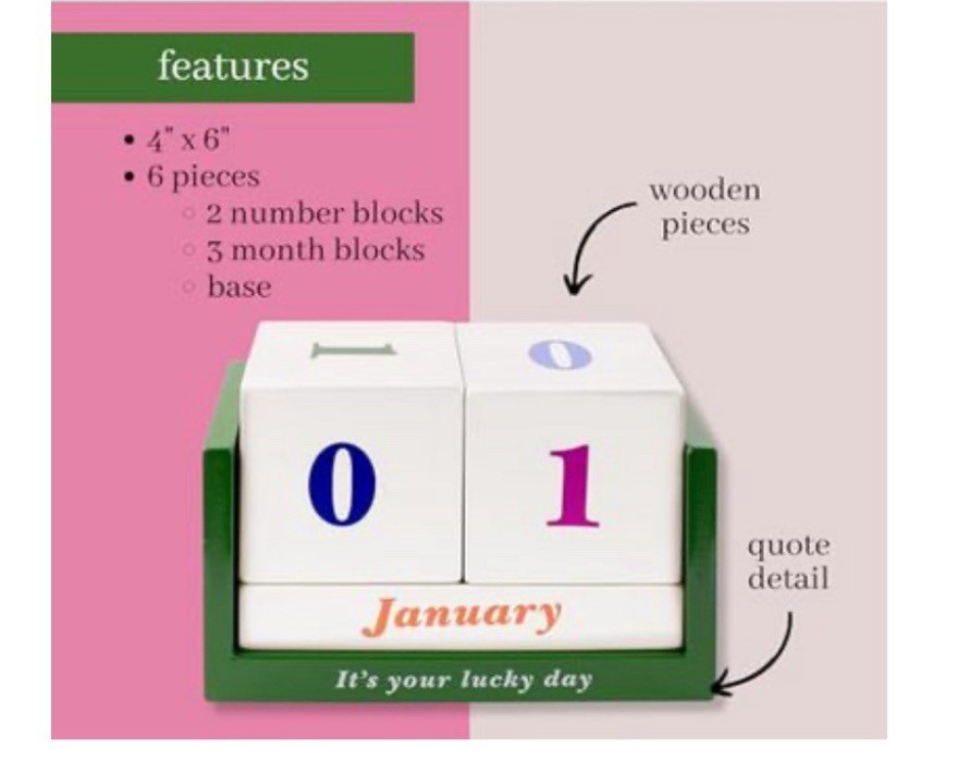 NIB KATE SPADE Perpetual Calendar IT’S YOUR LUCKY DAY Wooden Blocks 6 X4” 🎁