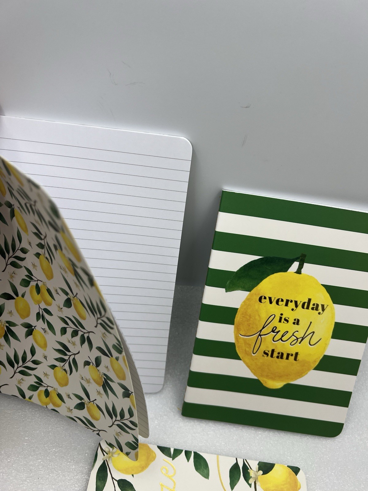 Squeeze The Day Lemon Pattern 3Pc Stitched Lined Graph Notebook Journal (2-pack)
