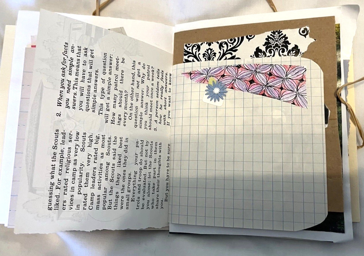 Junk Journal Floral Vintage 5×5” Tuck Spots, Tie Clip,Paper Ephemera Embellished