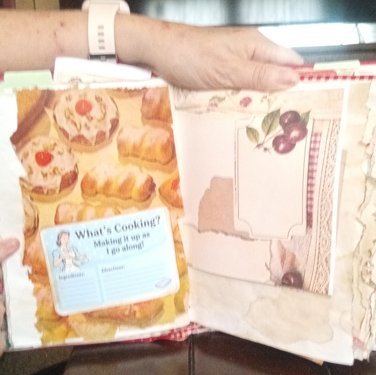 Handmade Kitchen Cookbook Recipe Junk Journal, Red Cover, Cards & Meal Pages