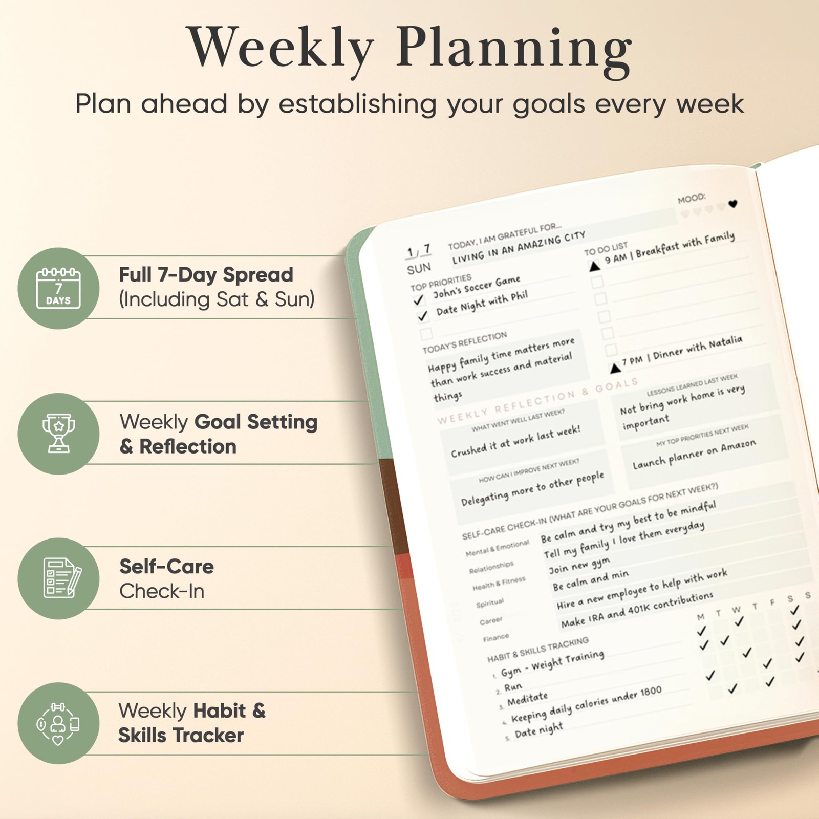 2026 Planner, Daily Journal & Gratitude 5″ x 8″, Morning Print