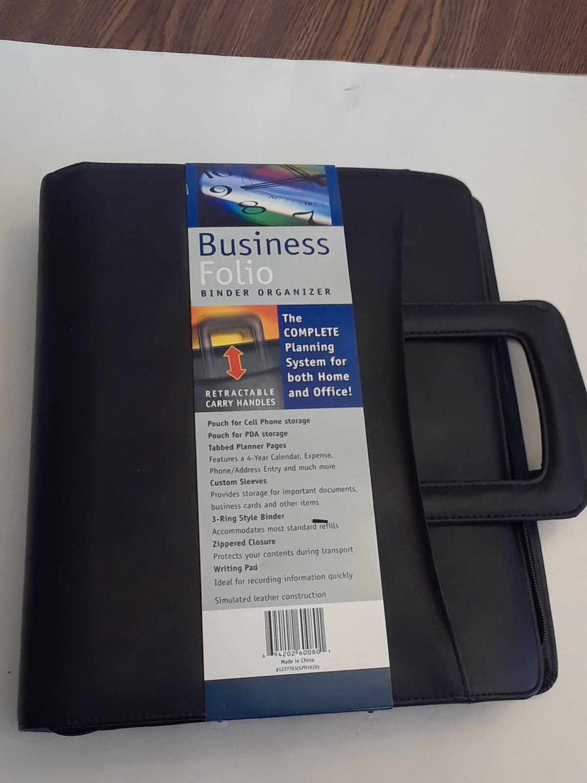 Business Folio Binder Organizer Black Zip Close New Never Used Great Shape