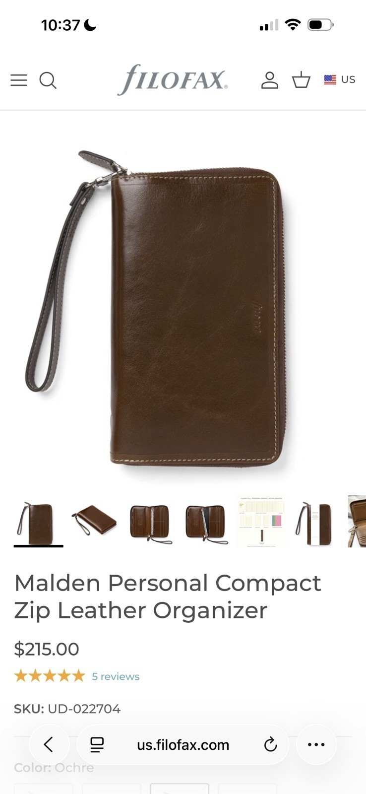 Malden Personal Compact Zip Leather Organizer