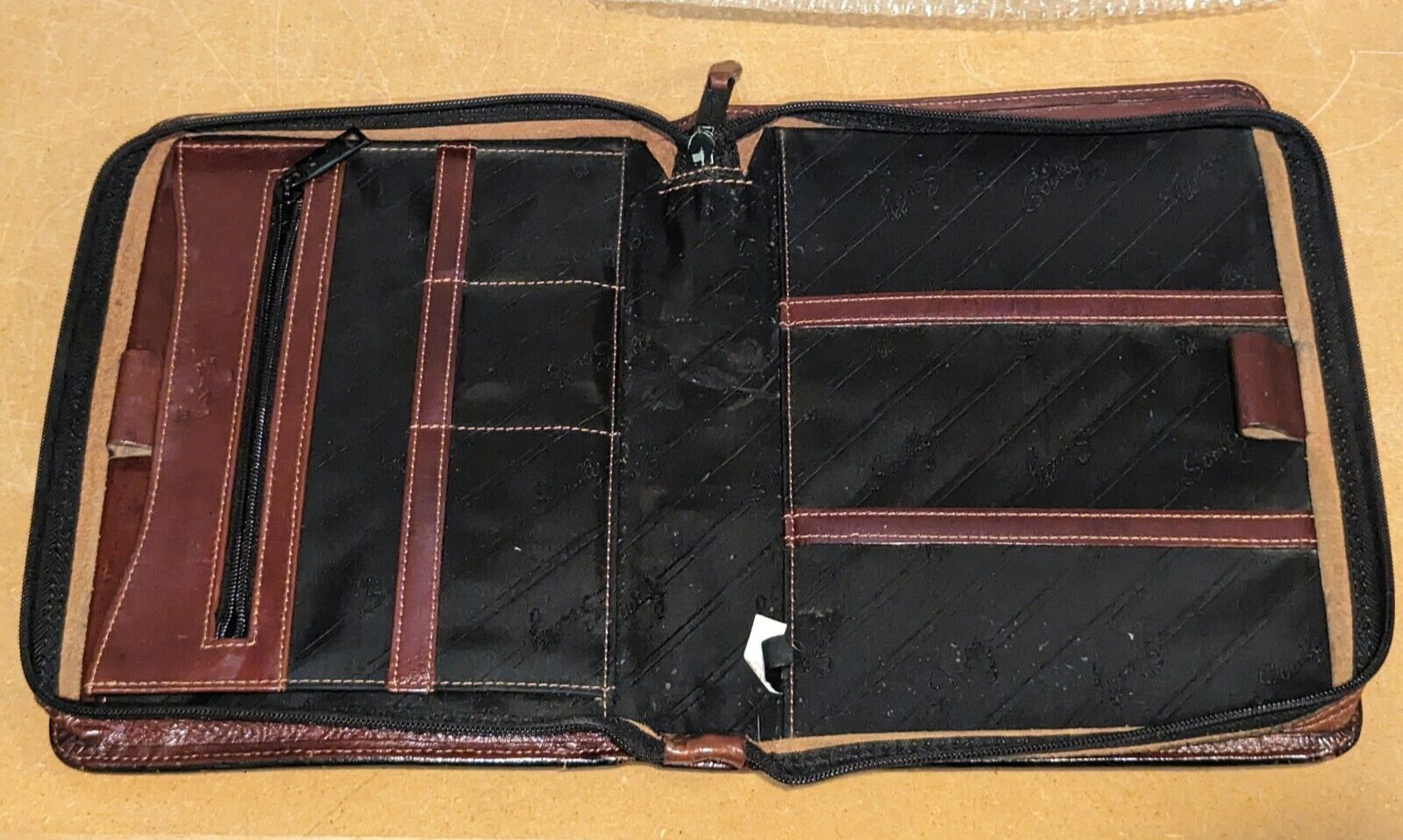 Vintage Scully leather zippered small 8X10 portfolio organizer Rustic Brown