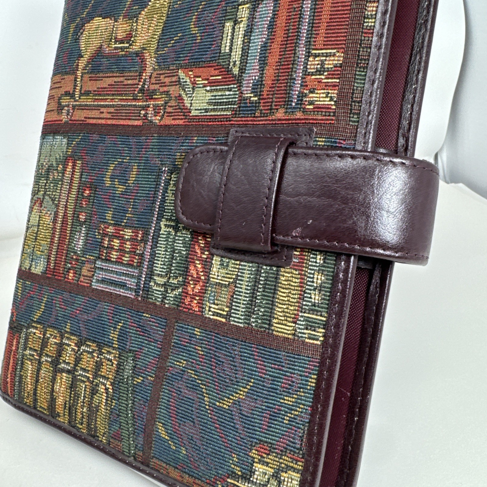 Day-Timer Planner Fabric Upholstery Tapestry Bookshelf Ring Binder Horse 90s VTG