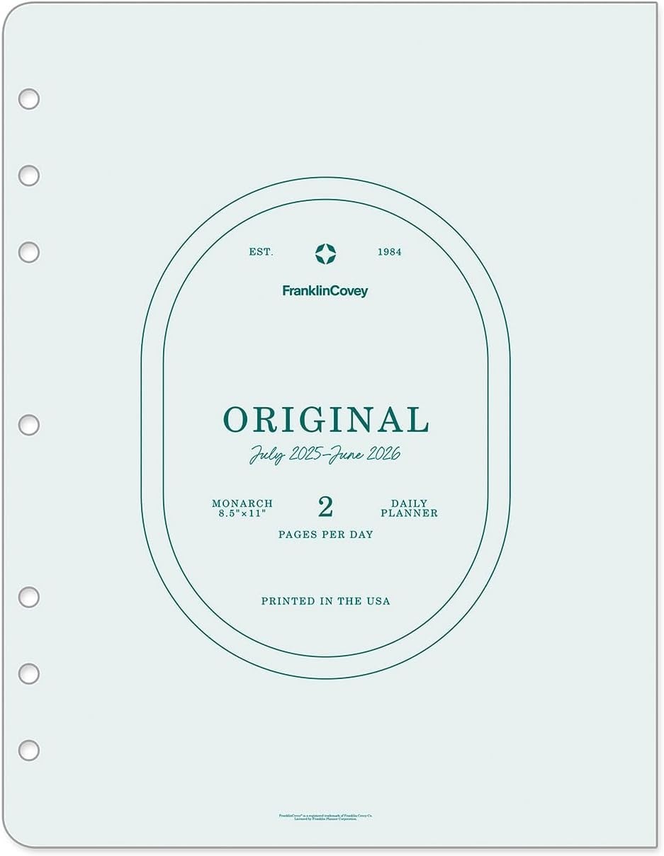Elegant Ring-Bound Planner: Jul 2025 – Jun 2026, Two Pages Per Day, Monarch Size