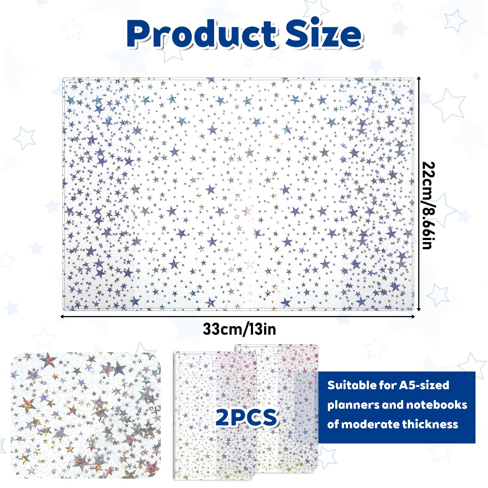 2 PCS A5 Jelly Cover, Transparent Travelers Notebook Glitter Clear