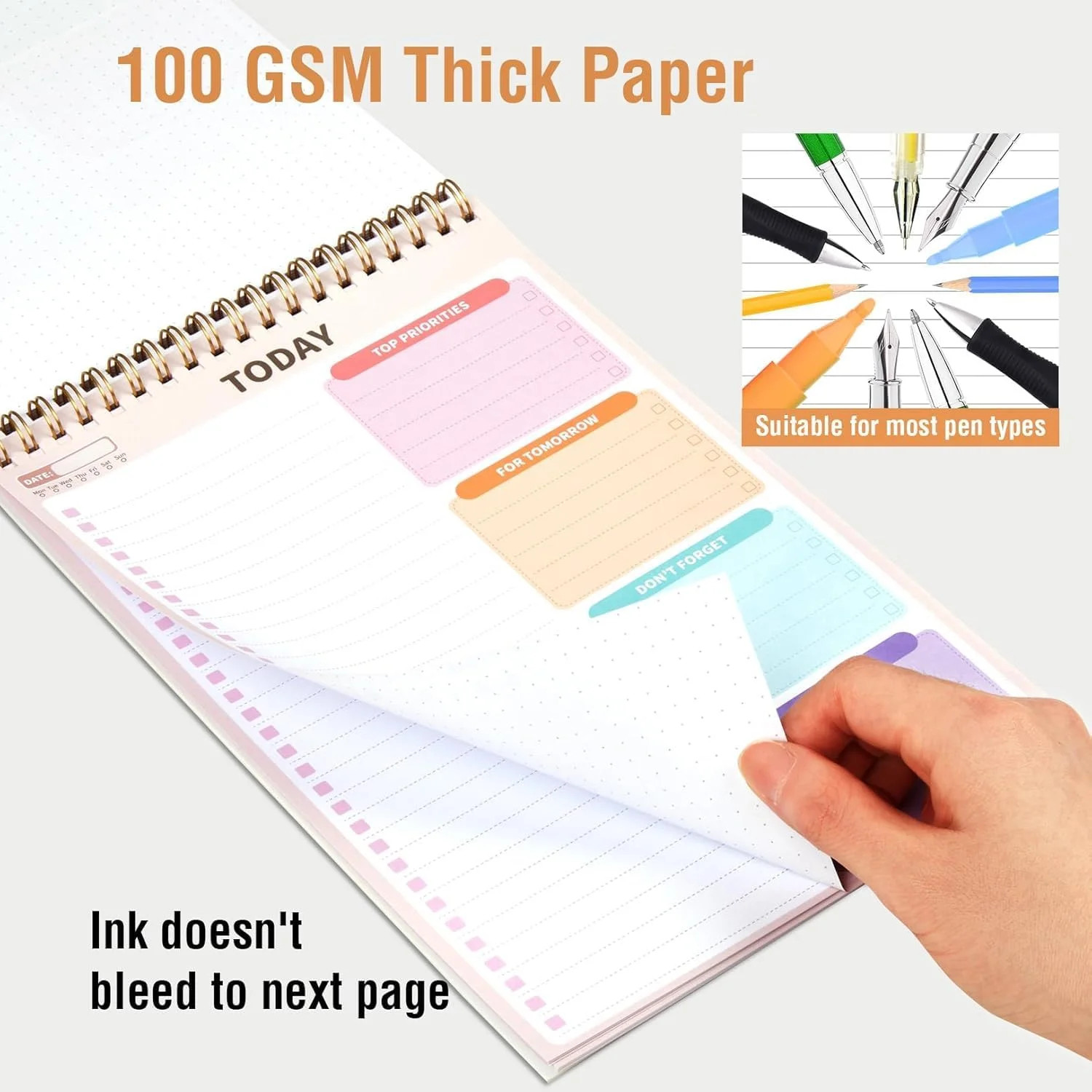 (6.5 x9.8), To Do List Notebook for Work, Undated Daily Planner Organizer for Ta