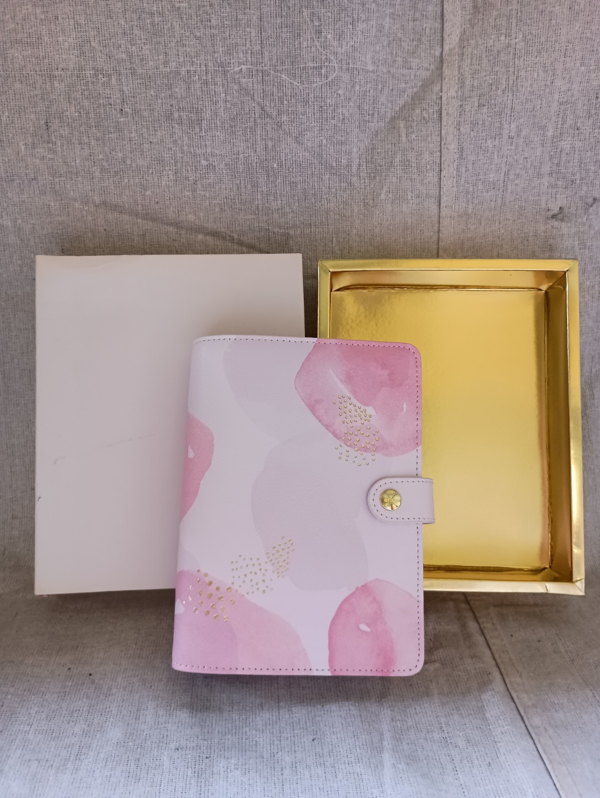 NIB Kikki K Pink Gold Rose Leather Personal Planner Notebook Calendar