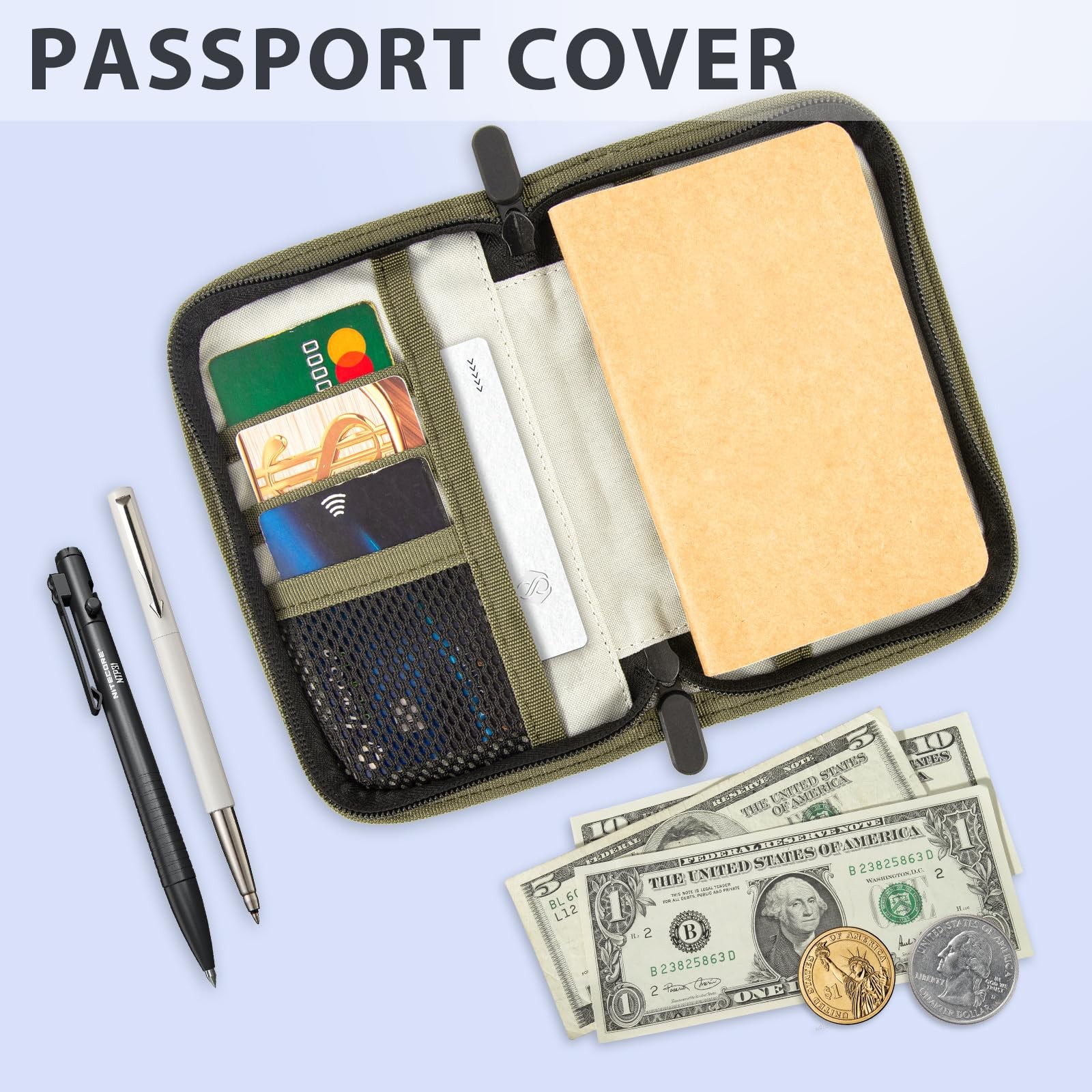 Waxed Canvas Field Notes Cover: Water-Resistant Journal, Pen Holder & Wallet