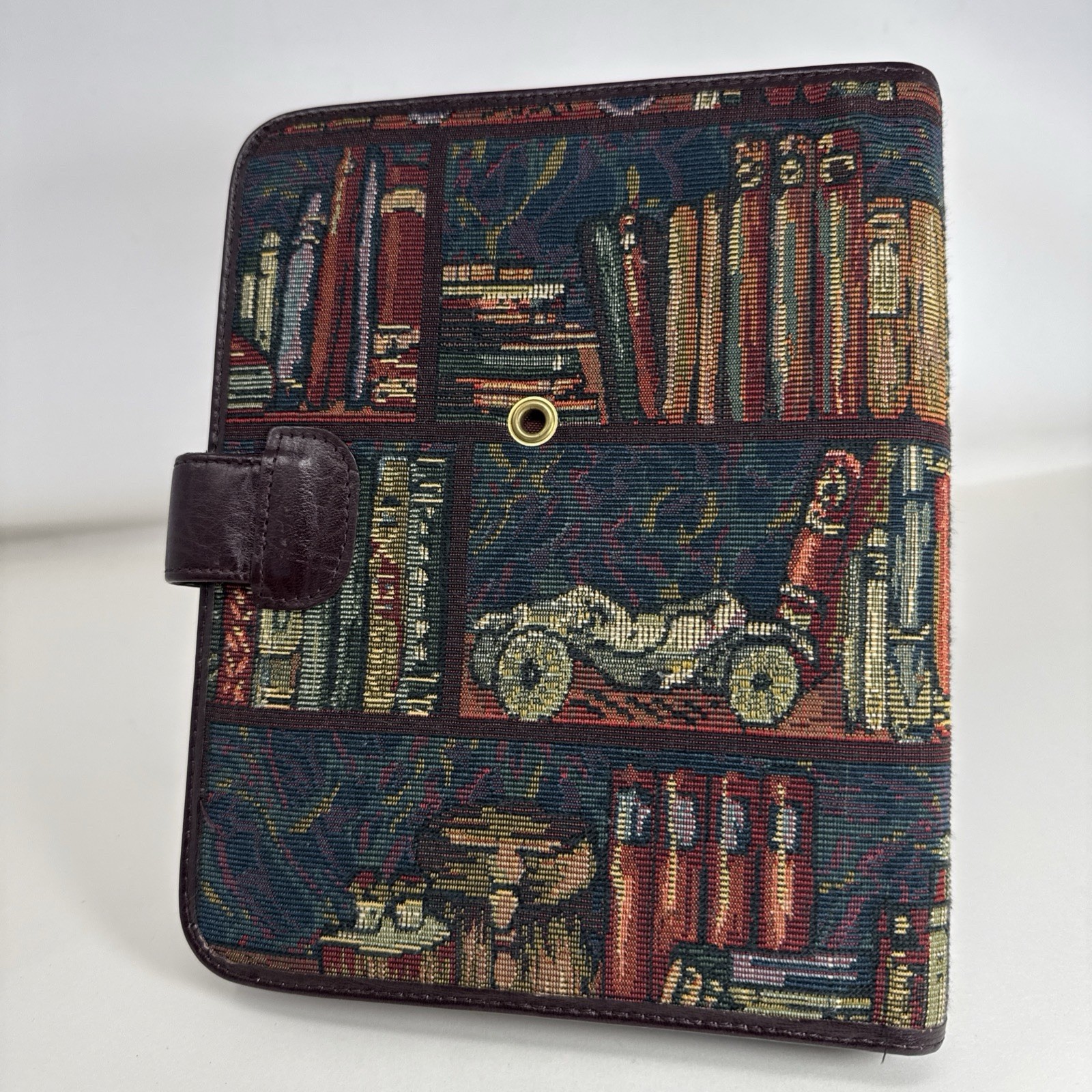 Day-Timer Planner Fabric Upholstery Tapestry Bookshelf Ring Binder Horse 90s VTG