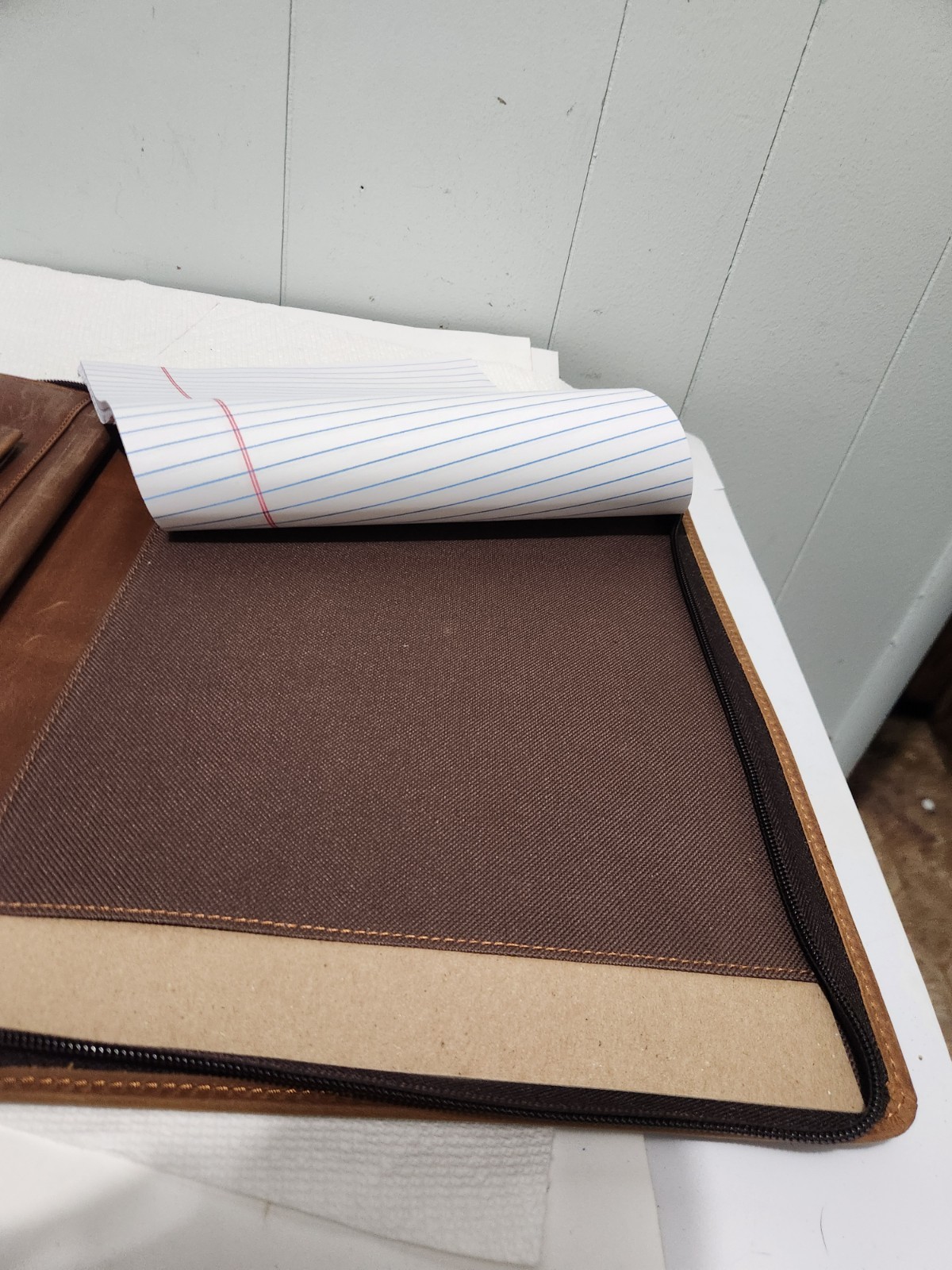 Ringsun Leather Portfolio Organizer with Zipper Padfolio